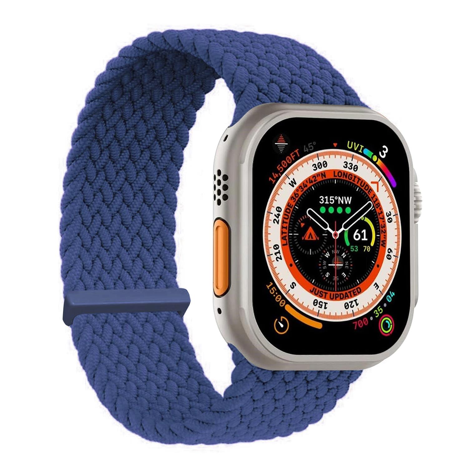 Microsonic Apple Watch Series 10 42mm Kordon Small Size 127mm Knitted Fabric Single Loop Mavi