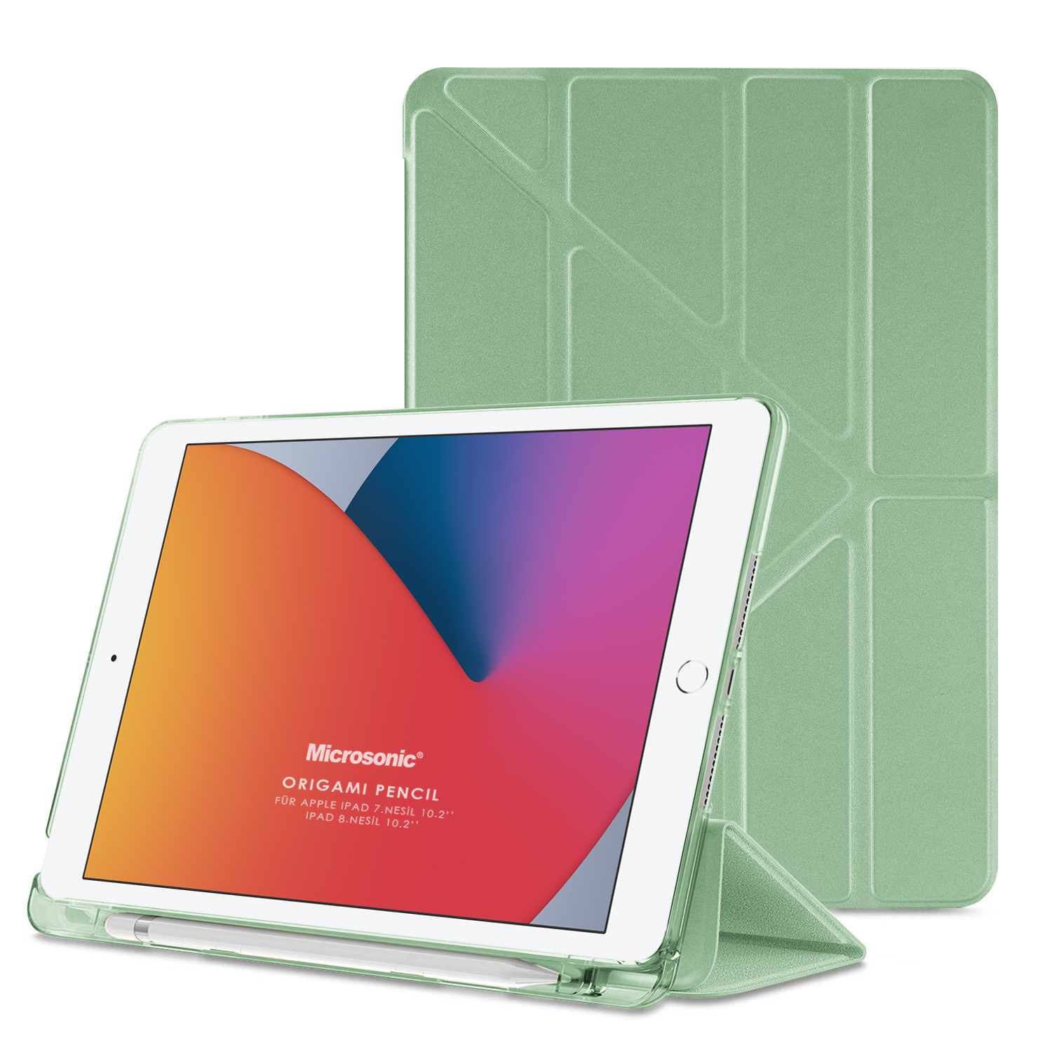 Microsonic Apple iPad 10 2 7 Nesil Kılıf A2197-A2200-A2198 Origami Pencil Açık Yeşil