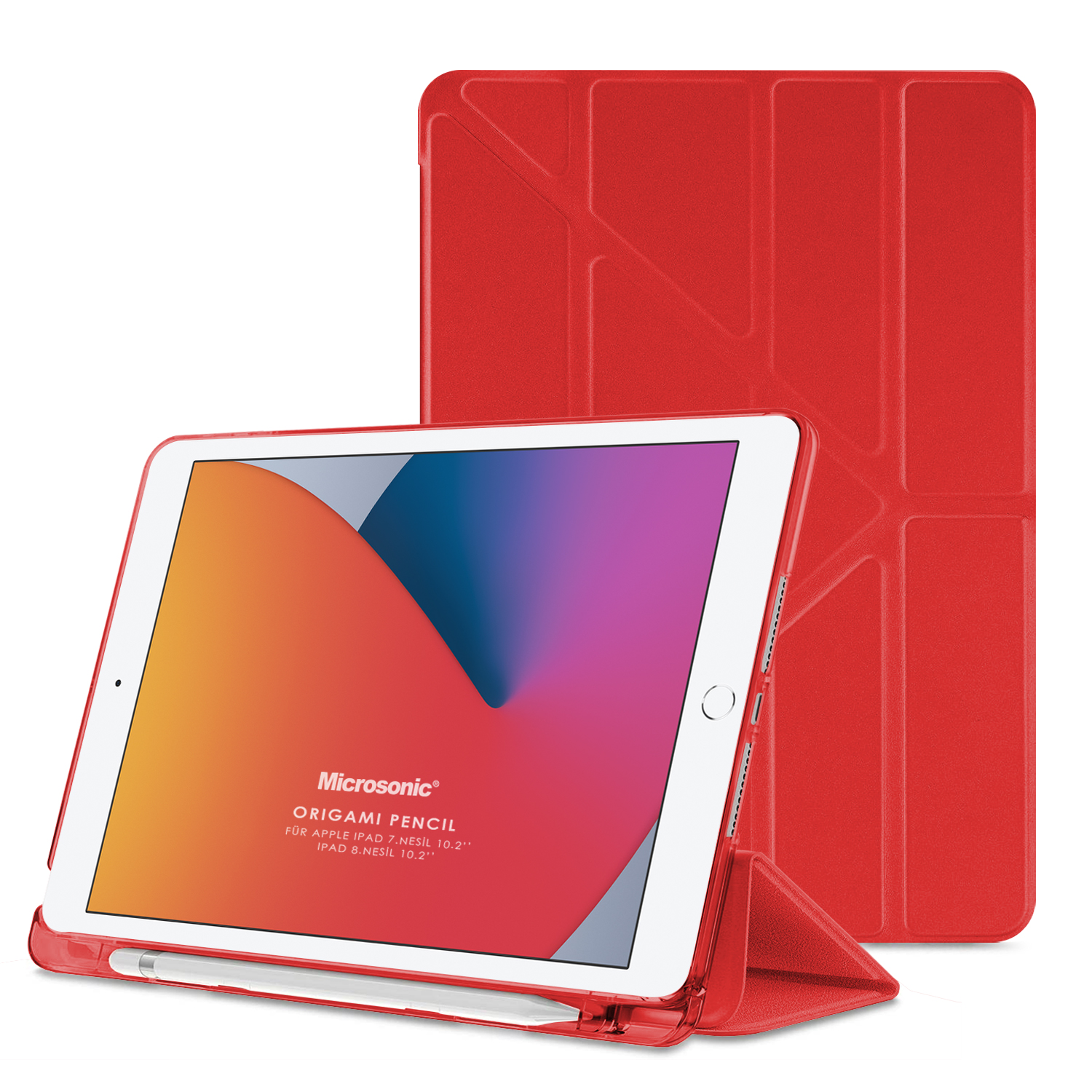 Microsonic Apple iPad 10 2 9 Nesil A2602-A2604-A2603-A2605 Origami Pencil Kırmızı