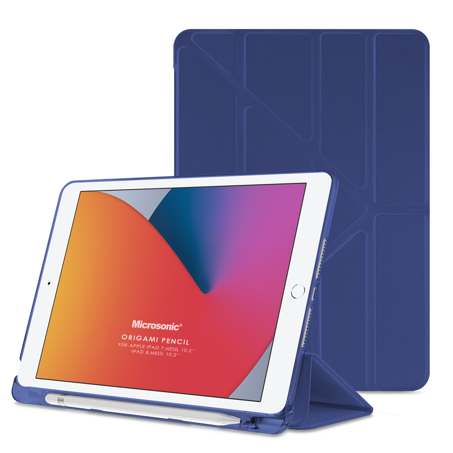 Microsonic Apple iPad 10 2 7 Nesil Kılıf A2197-A2200-A2198 Origami Pencil Lacivert