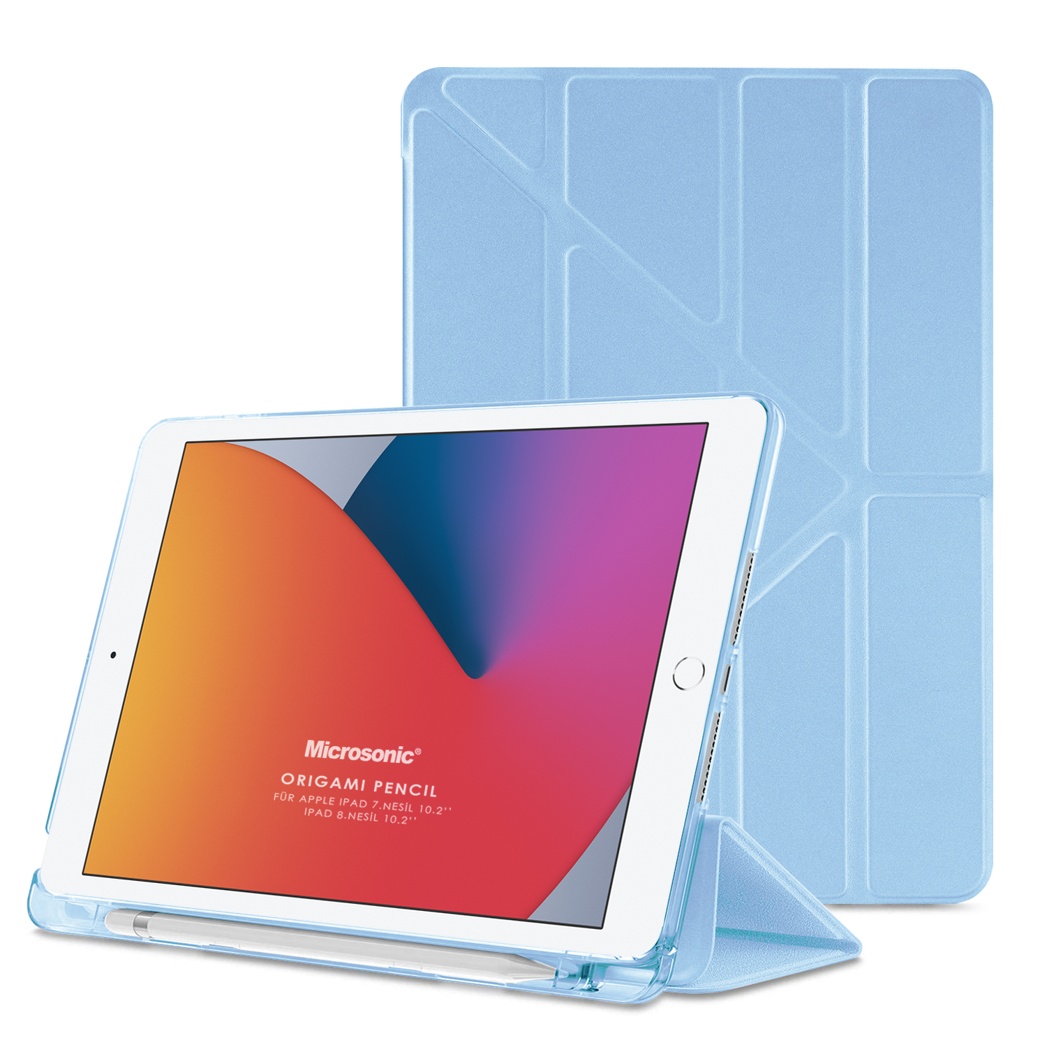 Microsonic Apple iPad 10 2 8 Nesil Kılıf A2270-A2428-A2429-A2430 Origami Pencil Mavi