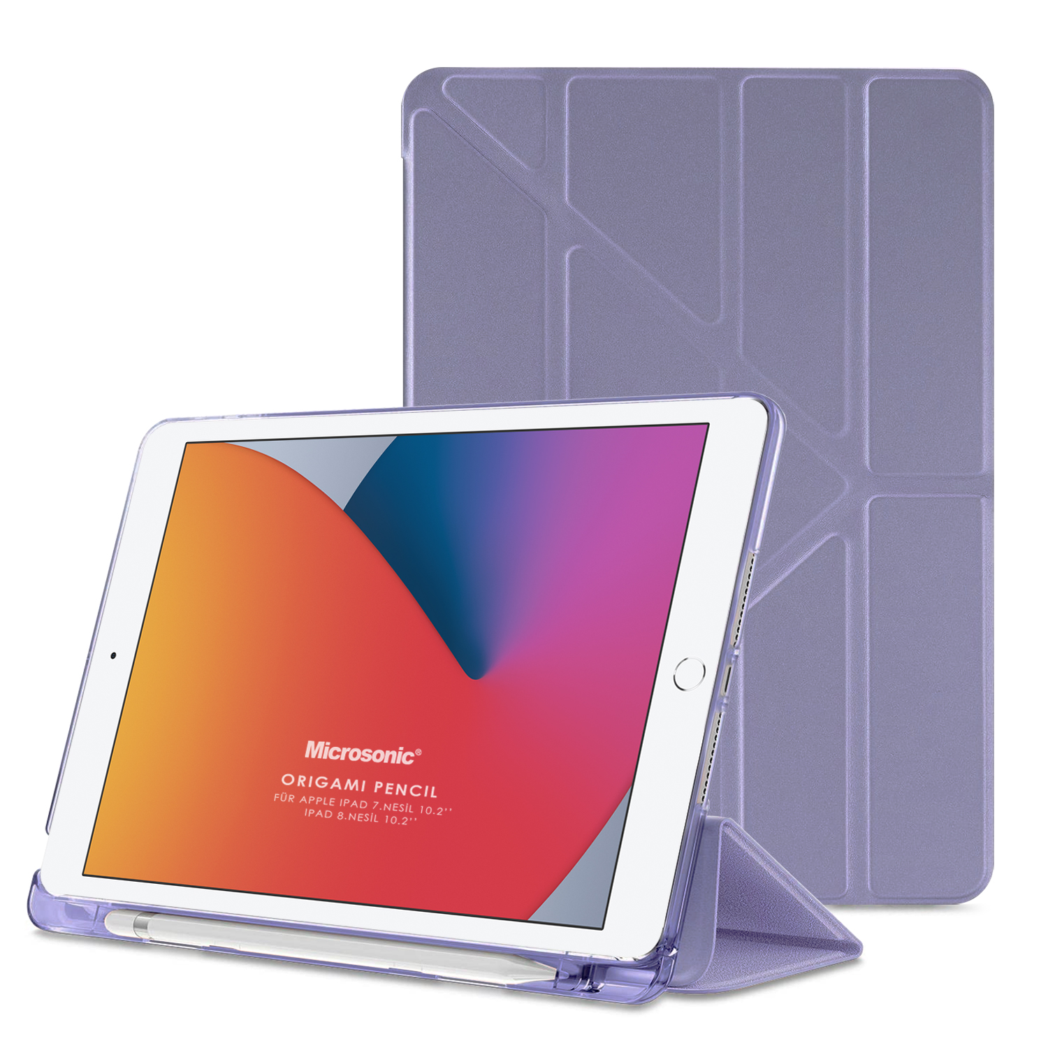 Microsonic Apple iPad 10 2 9 Nesil A2602-A2604-A2603-A2605 Origami Pencil Lila
