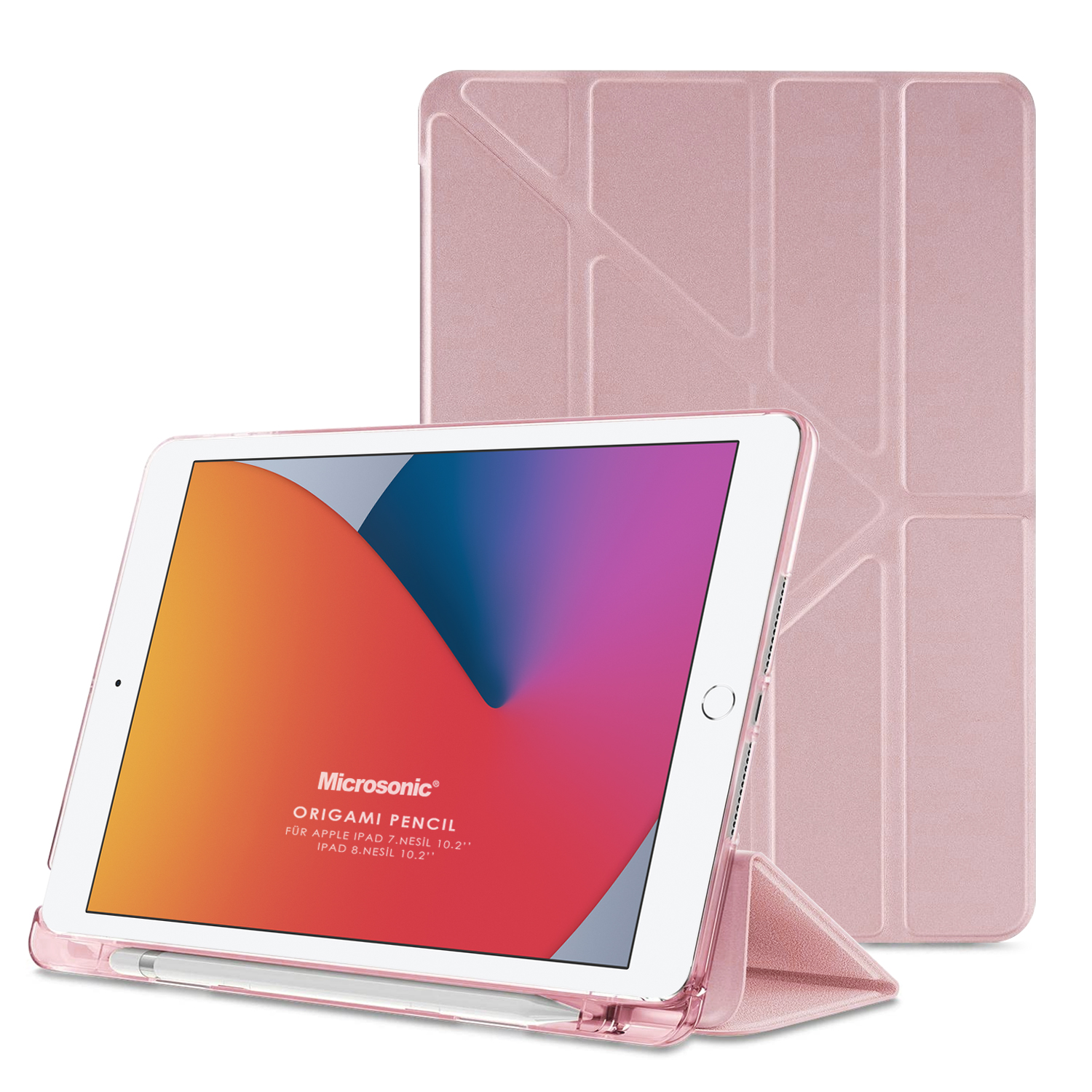 Microsonic Apple iPad 10 2 8 Nesil Kılıf A2270-A2428-A2429-A2430 Origami Pencil Rose Gold