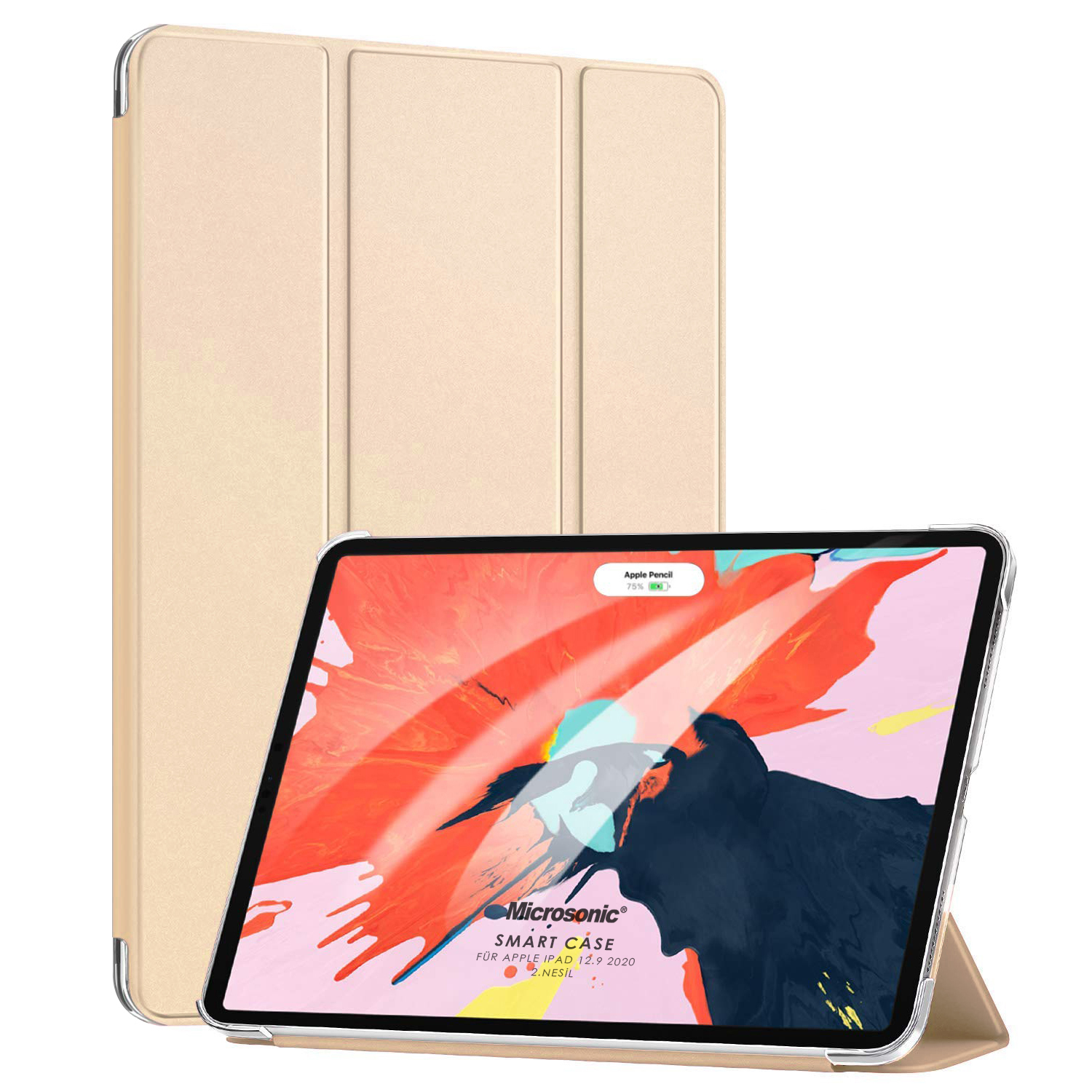 Microsonic Apple iPad Pro 12 9 2021 5 Nesil Kılıf A2378-A2461-A2379-A2462 Slim Translucent Back Smart Cover Gold