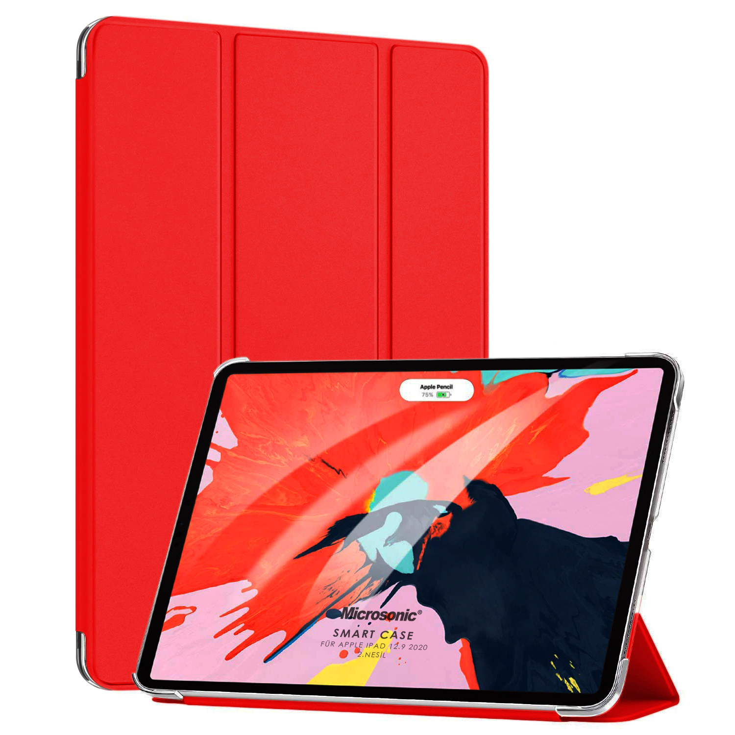 Microsonic Apple iPad Pro 12 9 2021 5 Nesil Kılıf A2378-A2461-A2379-A2462 Slim Translucent Back Smart Cover Kırmızı