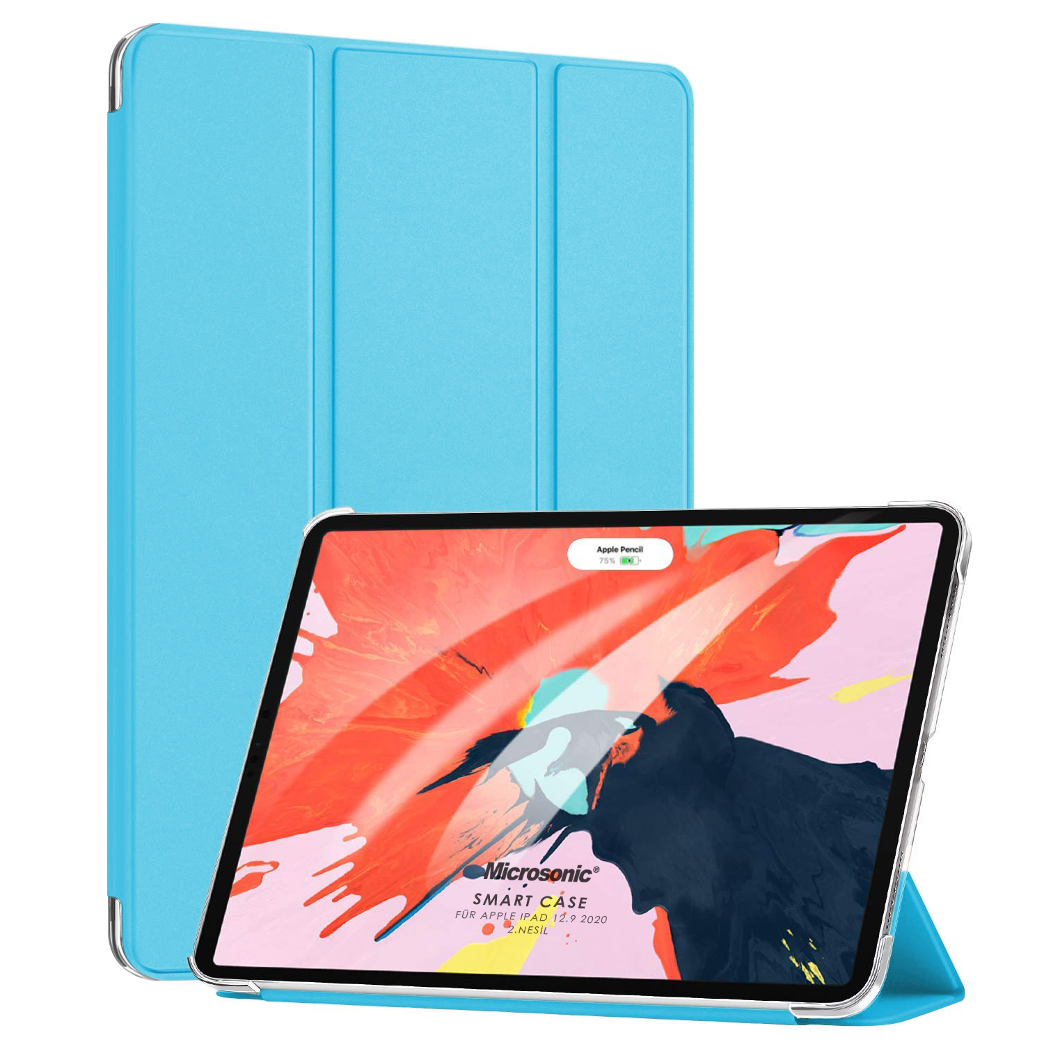 Microsonic Apple iPad Pro 12 9 2020 4 Nesil Kılıf A2229-A2069-A2232 Slim Translucent Back Smart Cover Mavi