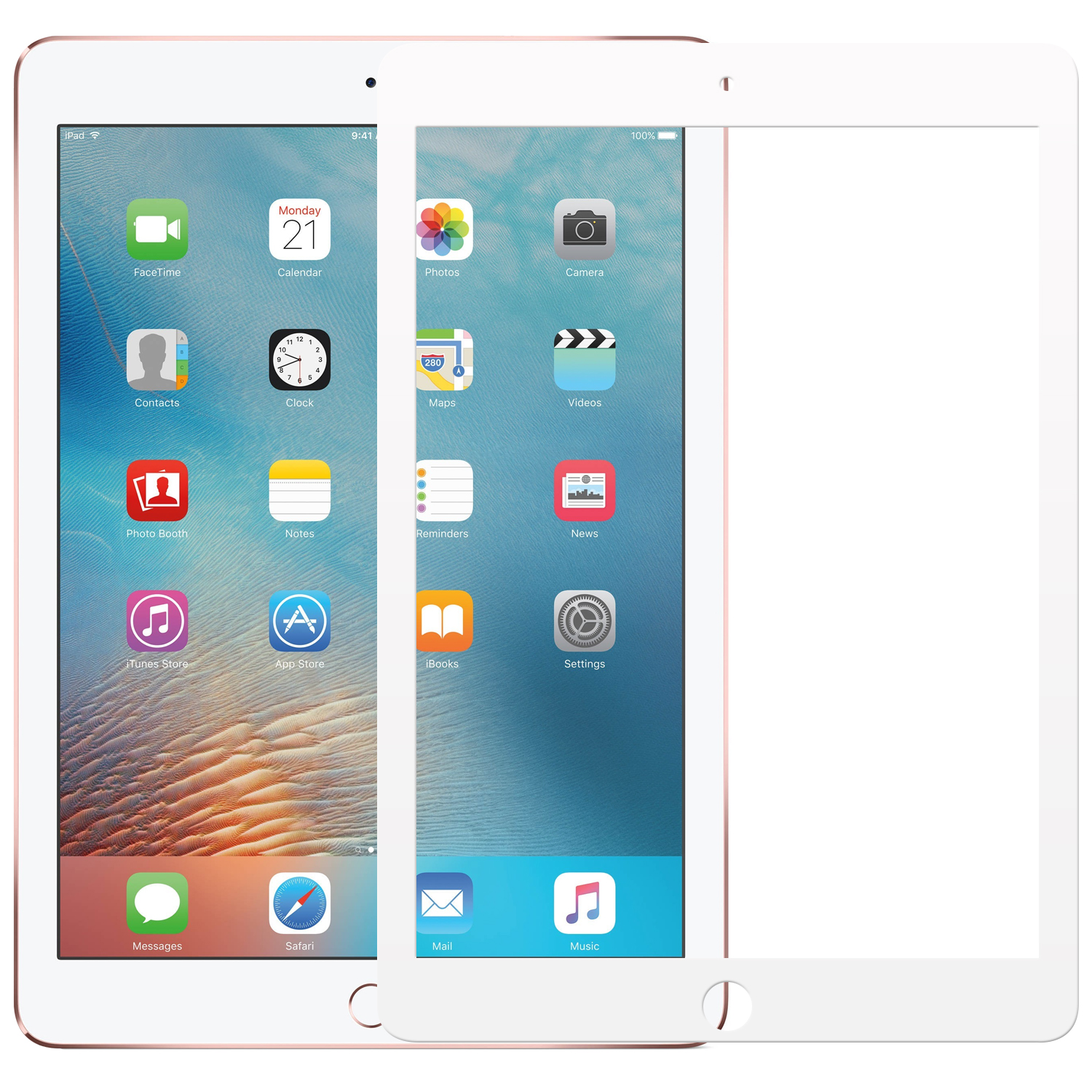 Microsonic Apple iPad Pro 9 7 A1673-A1674-A1675 Tam Kaplayan Temperli Cam Ekran Koruyucu Beyaz
