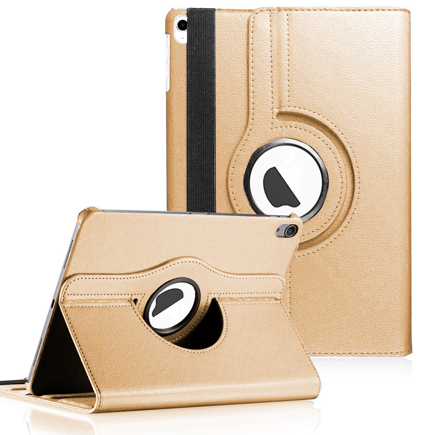 Microsonic Apple iPad Air 13 2025 Kılıf A3268-A3269 360 Rotating Stand Deri Gold