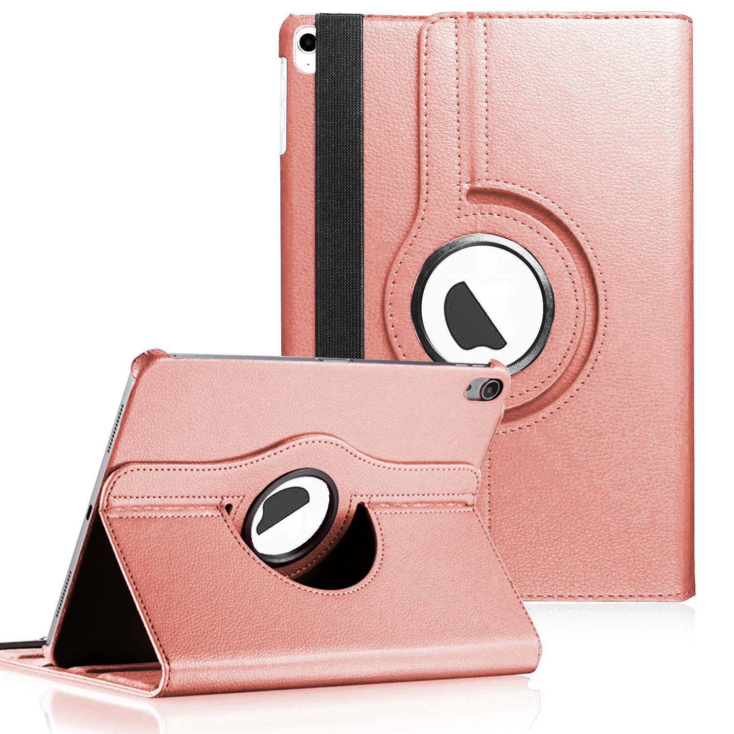 Microsonic Apple iPad 10 Nesil 10 9 A2696-A2757-A2777 360 Rotating Stand Deri Rose Gold