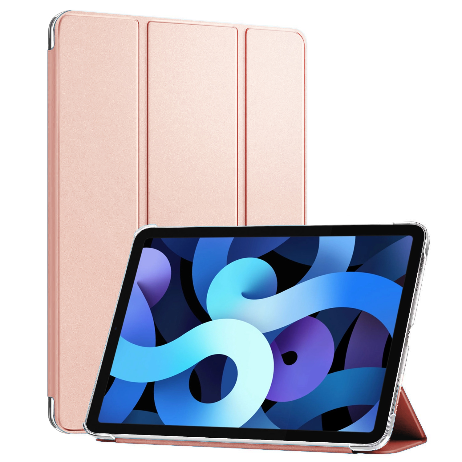 Microsonic Apple iPad Air 5 Nesil 2022 Kılıf A2588-A2589-A2591 Slim Translucent Back Smart Cover Rose Gold