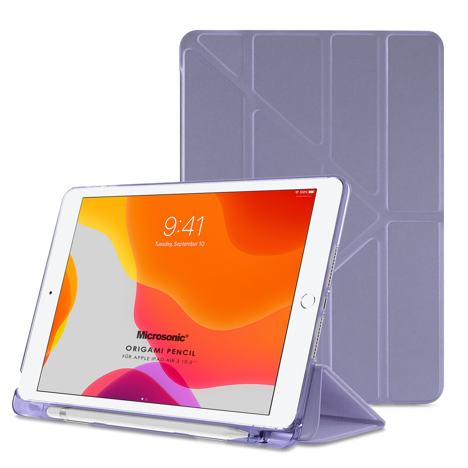 Microsonic Apple iPad Air 3 10 5 2019 Kılıf A2152-A2123-A2153-A2154 Origami Pencil Lila