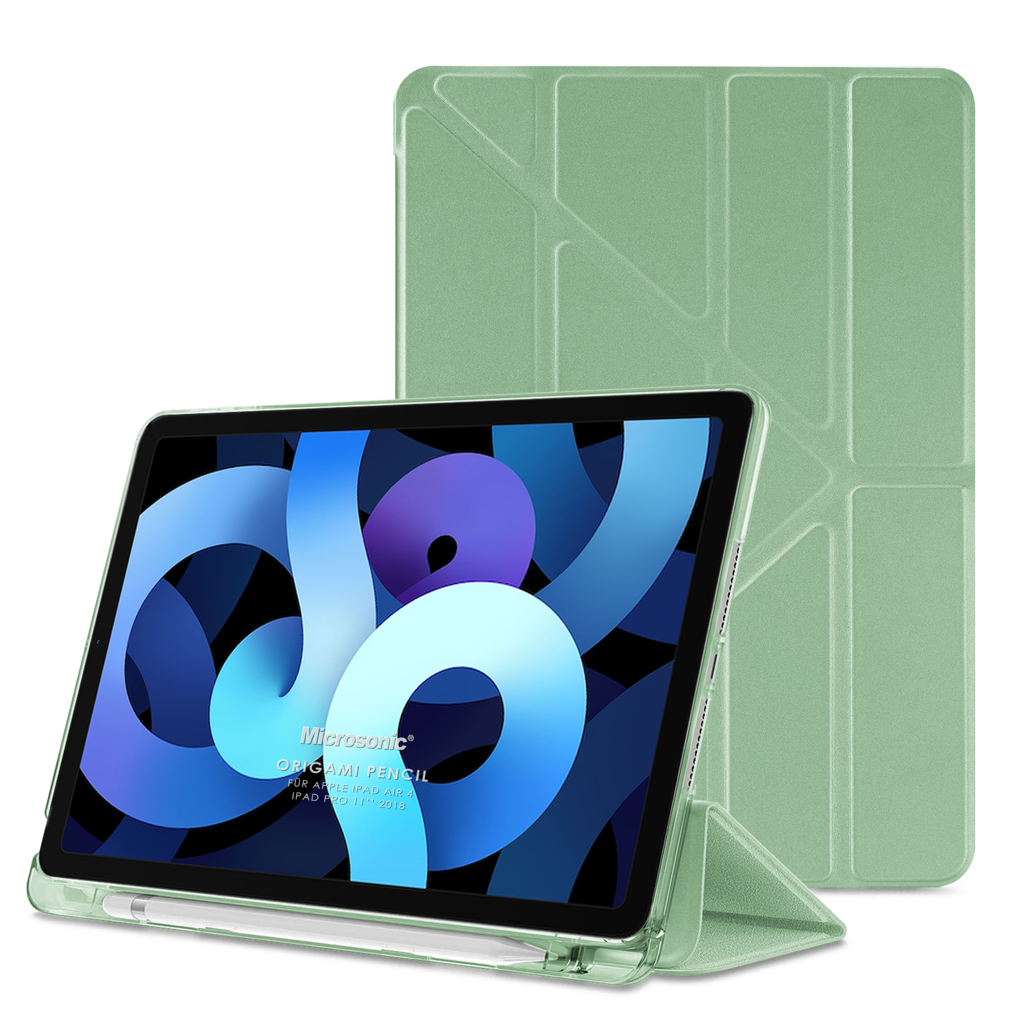 Microsonic Apple iPad Air 5 Nesil 2022 Kılıf A2588-A2589-A2591 Origami Pencil Açık Yeşil