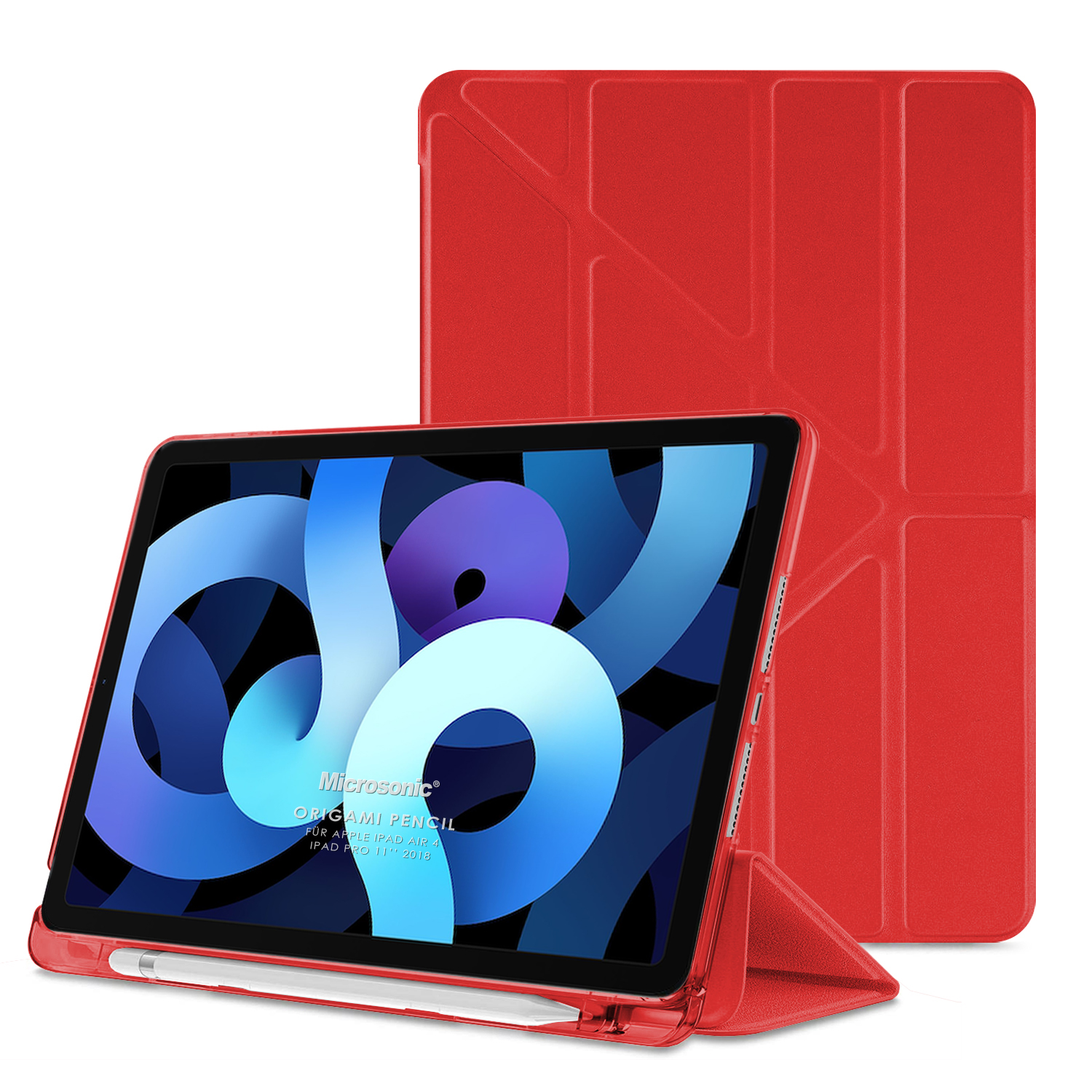 Microsonic Apple iPad Pro 11 2018 Kılıf A1980-A2013-A1934-A1979 Origami Pencil Kırmızı