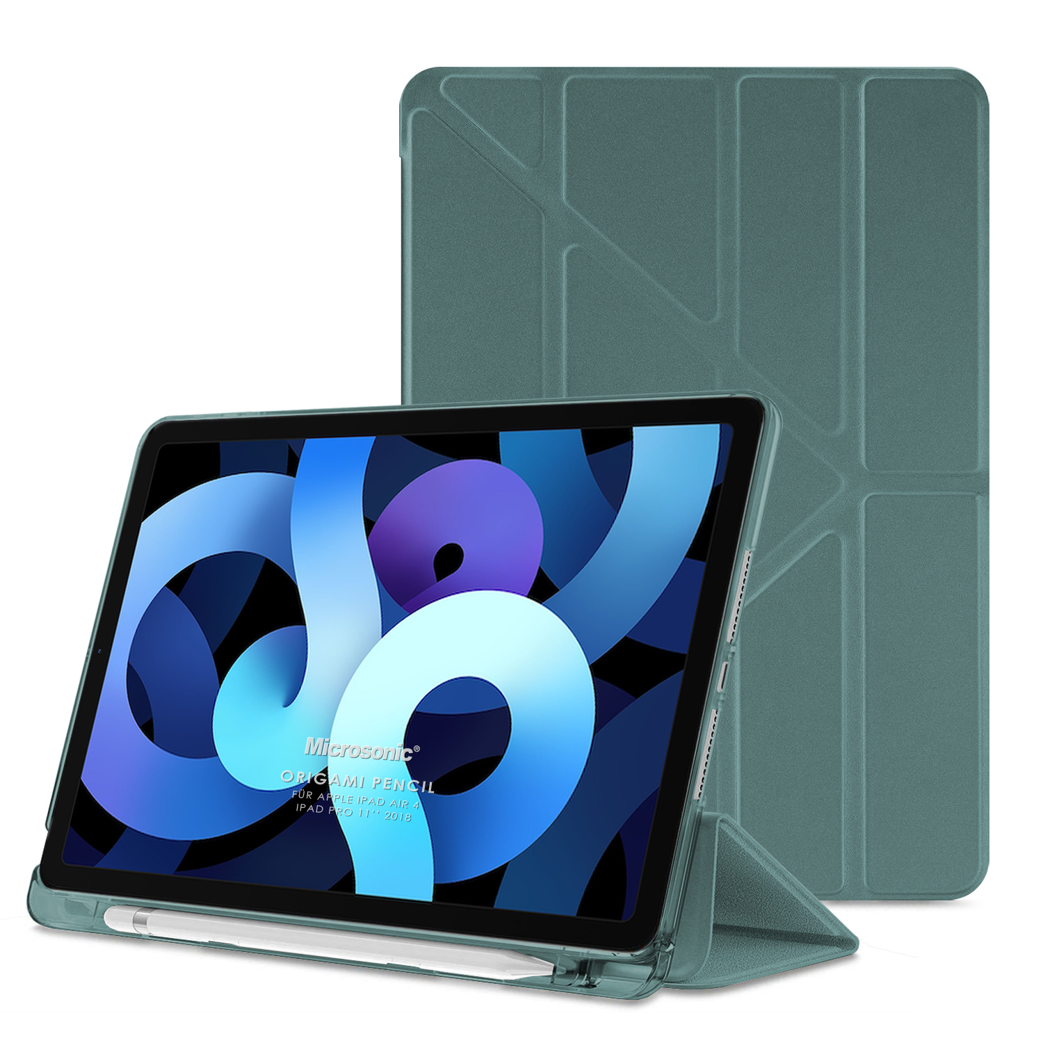 Microsonic Apple iPad Air 13 2025 Kılıf A3268-A3269 Origami Pencil Koyu Yeşil