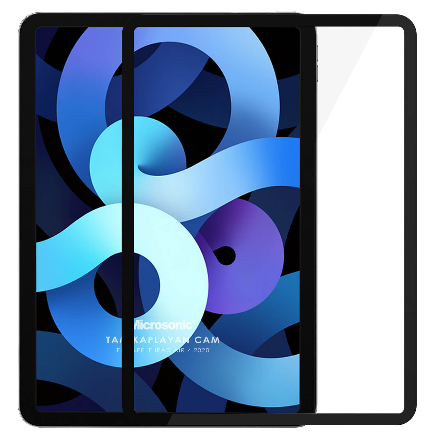 Microsonic Apple iPad Air 5 Nesil 2022 Kılıf A2588-A2589-A2591 Tam Kaplayan Ekran Koruyucu Siyah
