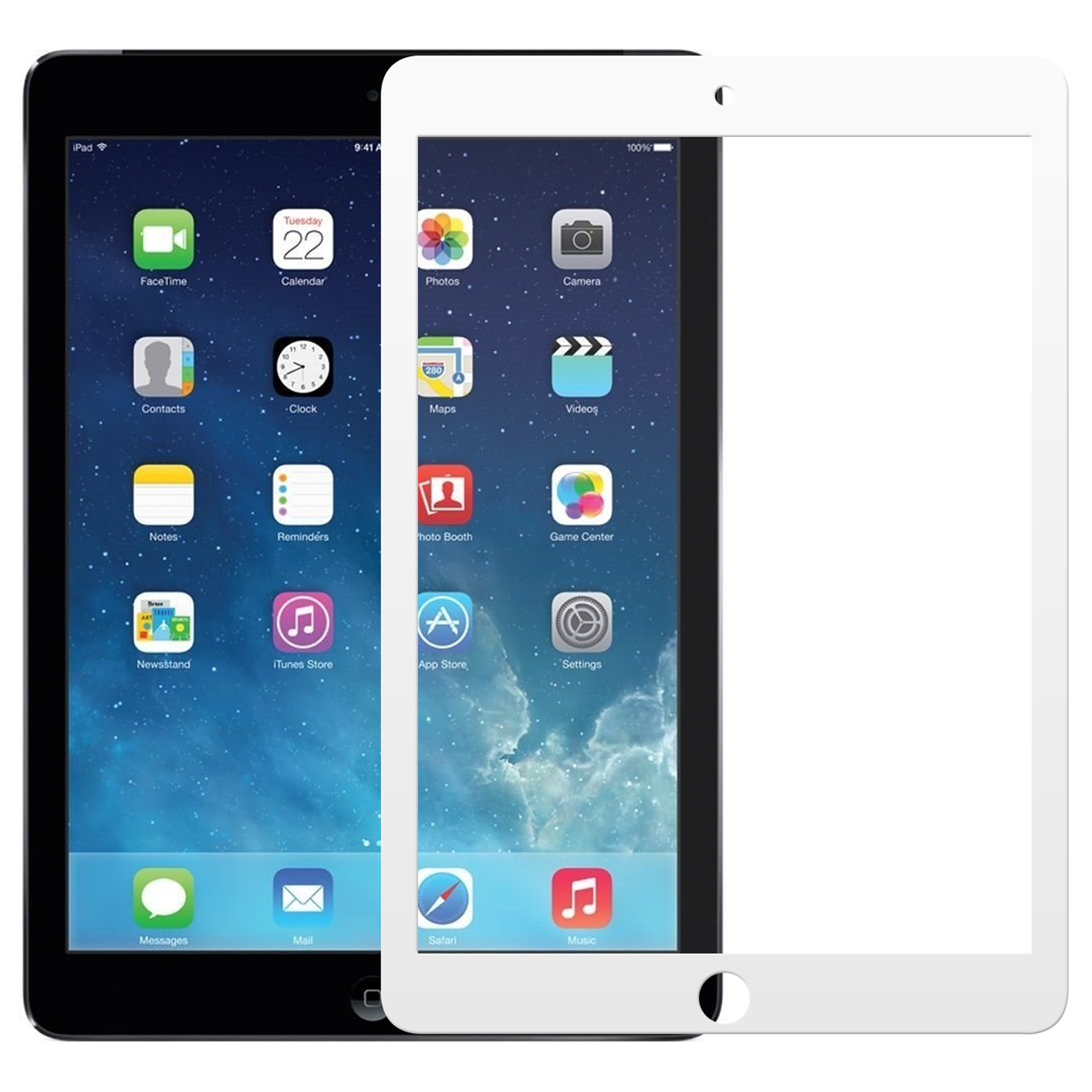Microsonic Apple iPad Air A1474-A1475-A1476 Tam Kaplayan Temperli Cam Ekran Koruyucu Beyaz
