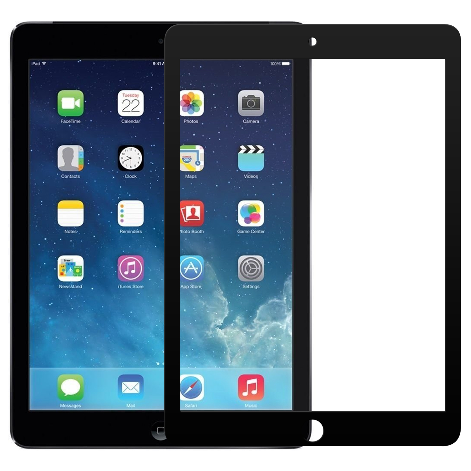 Microsonic Apple iPad Air A1474-A1475-A1476 Tam Kaplayan Temperli Cam Ekran Koruyucu Siyah