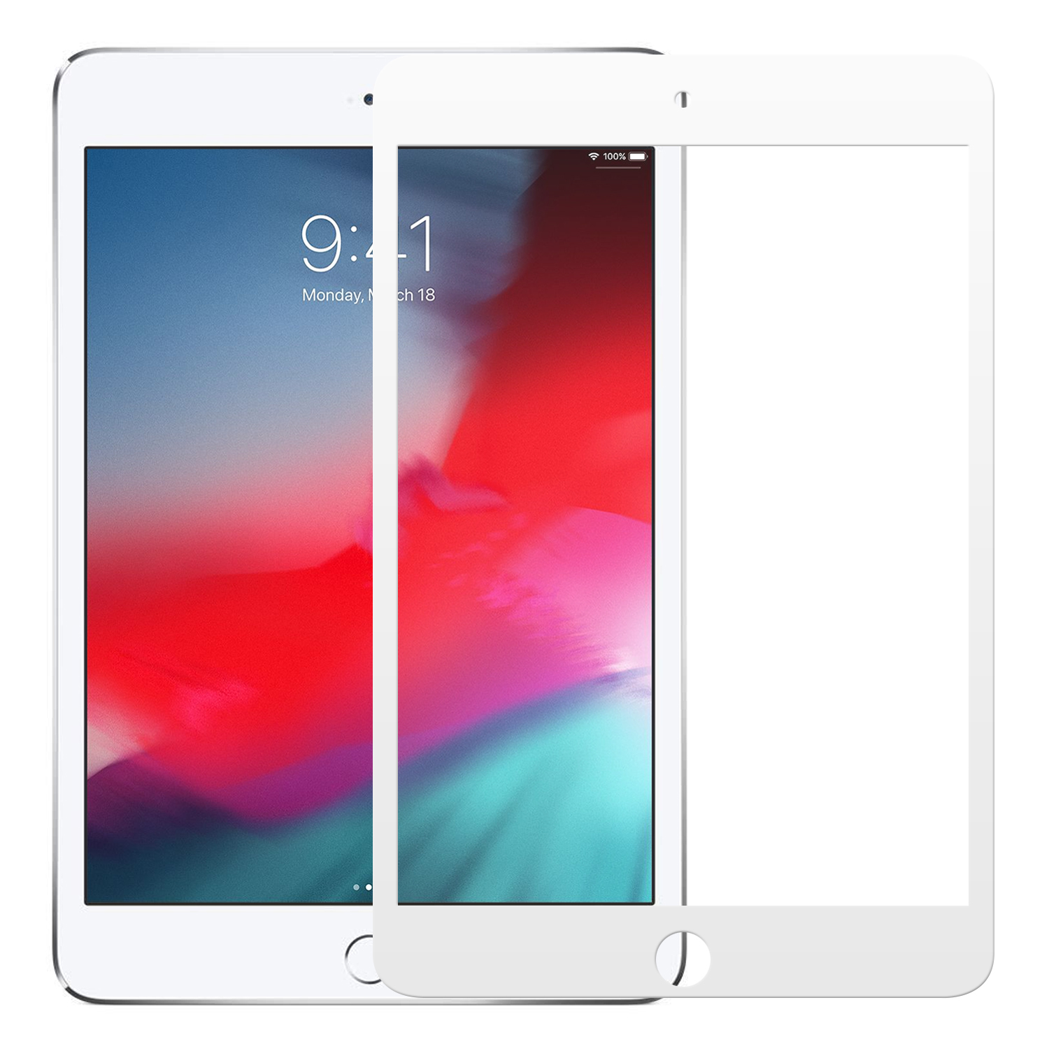 Microsonic Apple iPad Mini 5 7 9 2019 A2133-A2124-A2125-A2126 Tam Kaplayan Temperli Cam Ekran Koruyucu Beyaz
