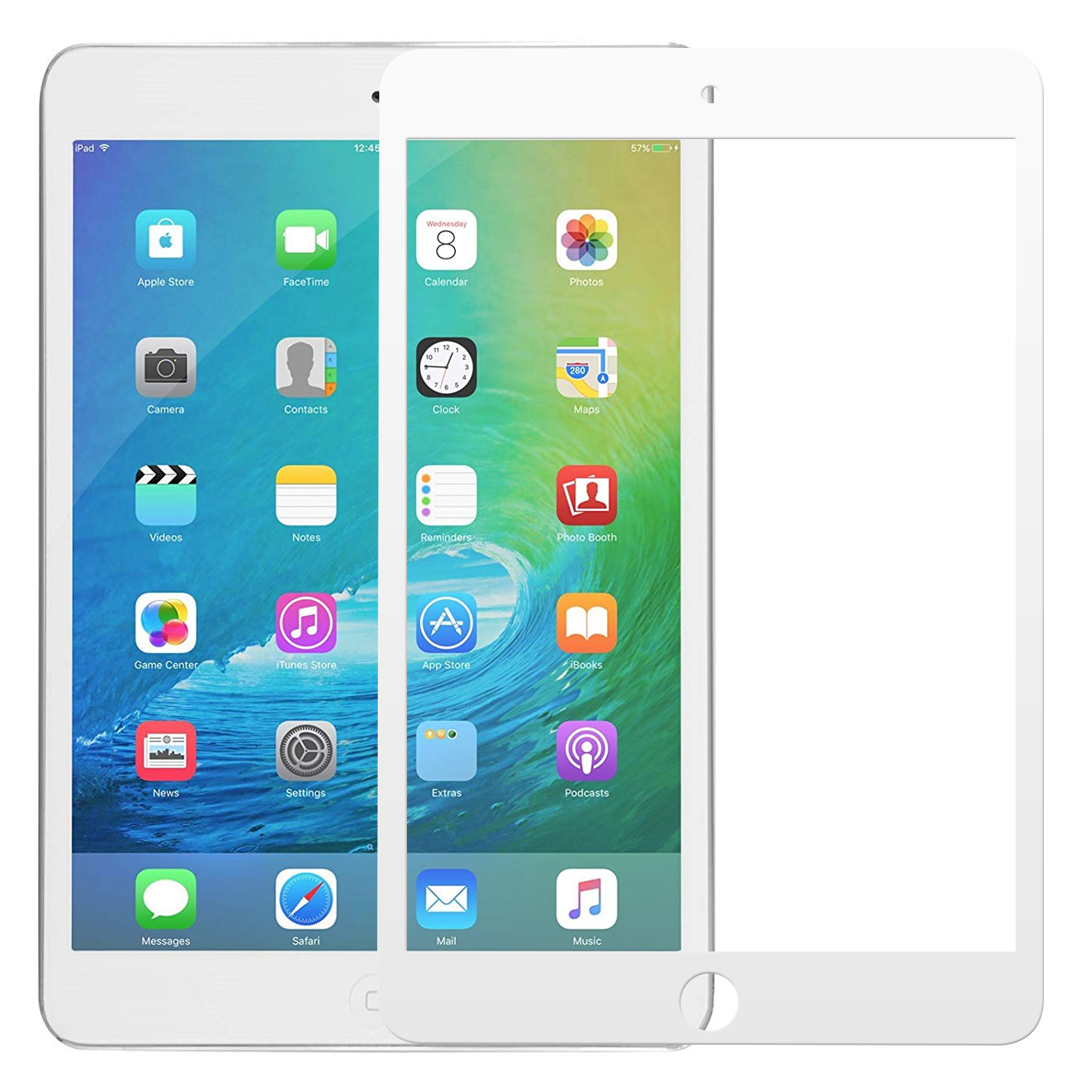 Microsonic Apple iPad Mini 1 2 3 Tam Kaplayan Temperli Cam Ekran Koruyucu Beyaz