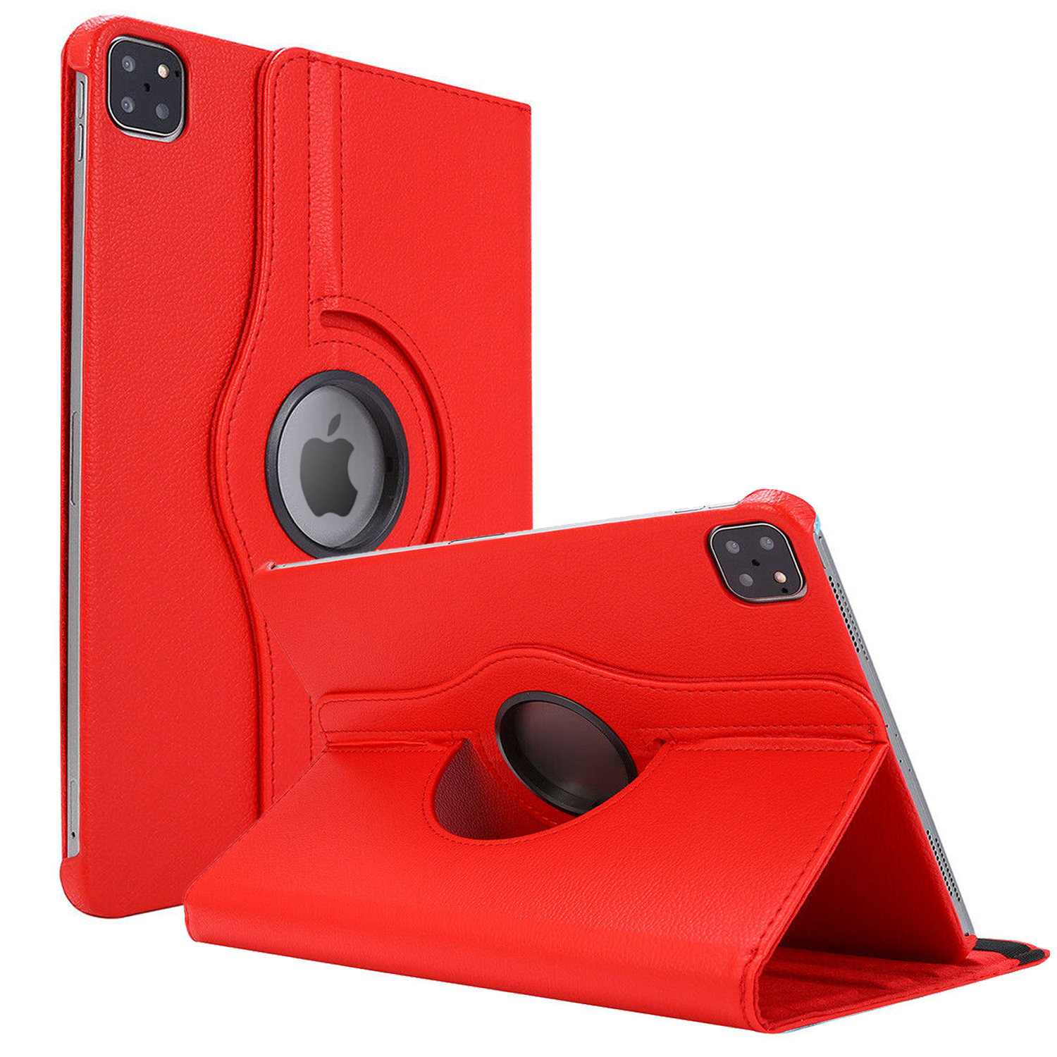 Microsonic Apple iPad Pro 11 2022 4 Nesil Kılıf A2759-A2435-A2761-A2762 360 Rotating Stand Deri Kırmızı