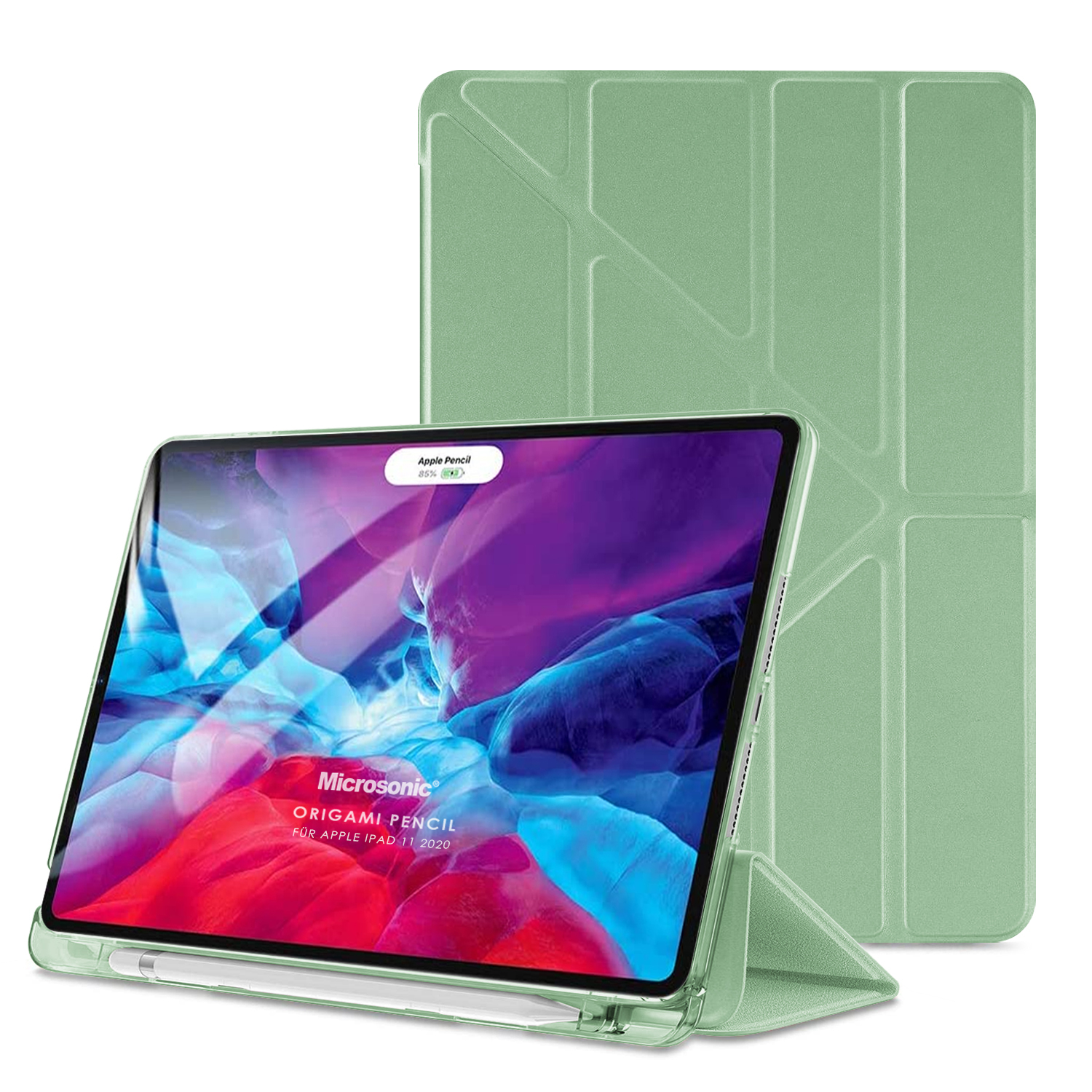 Microsonic Apple iPad Pro 11 2024 Kılıf A2836-A2837 Origami Pencil Açık Yeşil