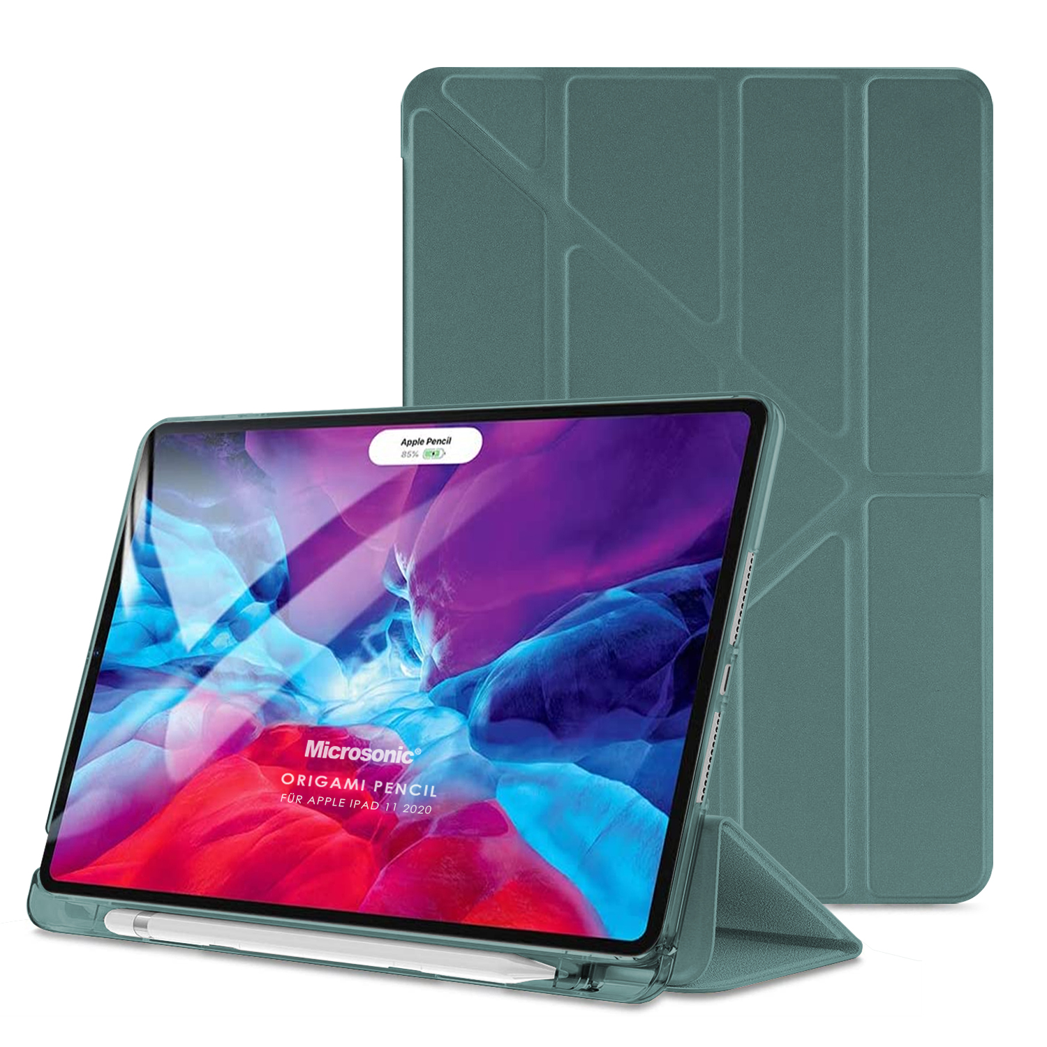 Microsonic Apple iPad Pro 11 2022 4 Nesil Kılıf A2759-A2435-A2761-A2762 Origami Pencil Koyu Yeşil