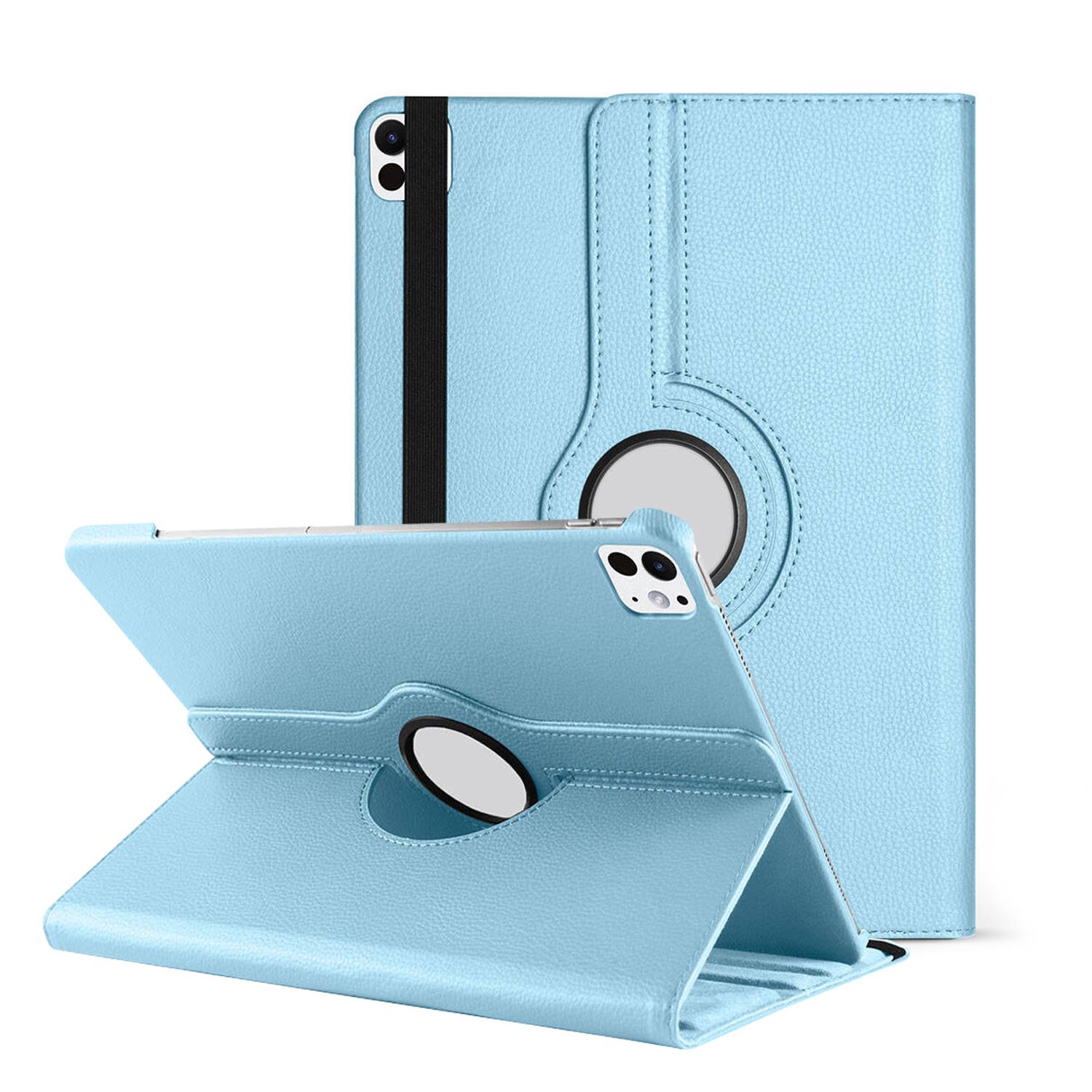 Microsonic Apple iPad Pro 13 2024 Kılıf A2925-A2926 360 Rotating Stand Deri Mavi