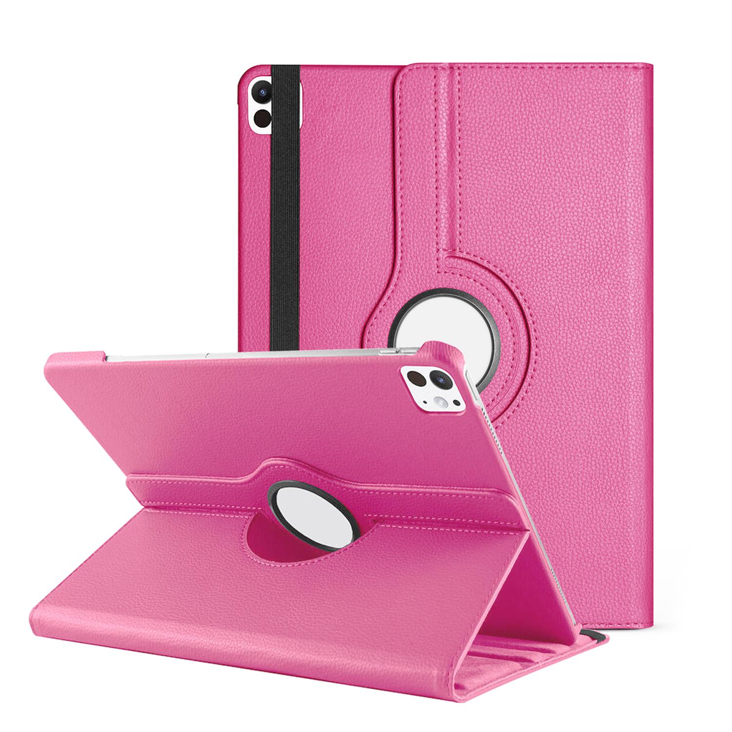 Microsonic Apple iPad Pro 13 2024 Kılıf A2925-A2926 360 Rotating Stand Deri Pembe