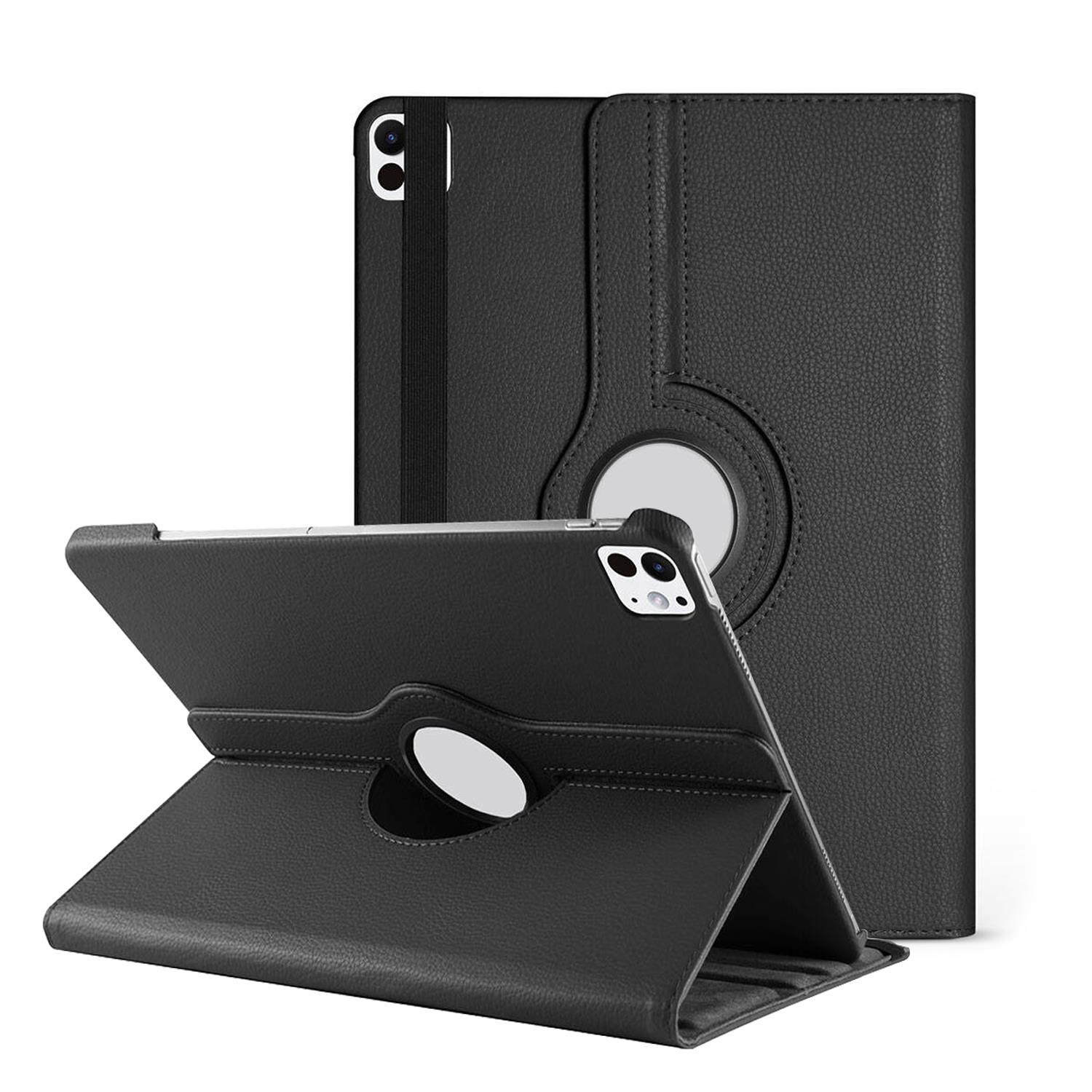Microsonic Apple iPad Pro 13 2024 Kılıf A2925-A2926 360 Rotating Stand Deri Siyah