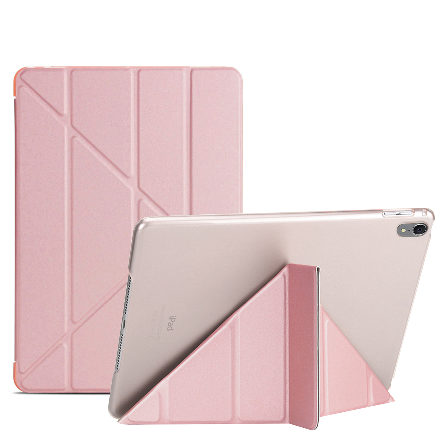 Microsonic Apple iPad Pro 12 9 2018 A1876-A2014-A1895-A1983 Folding Origami Design Kılıf Rose Gold