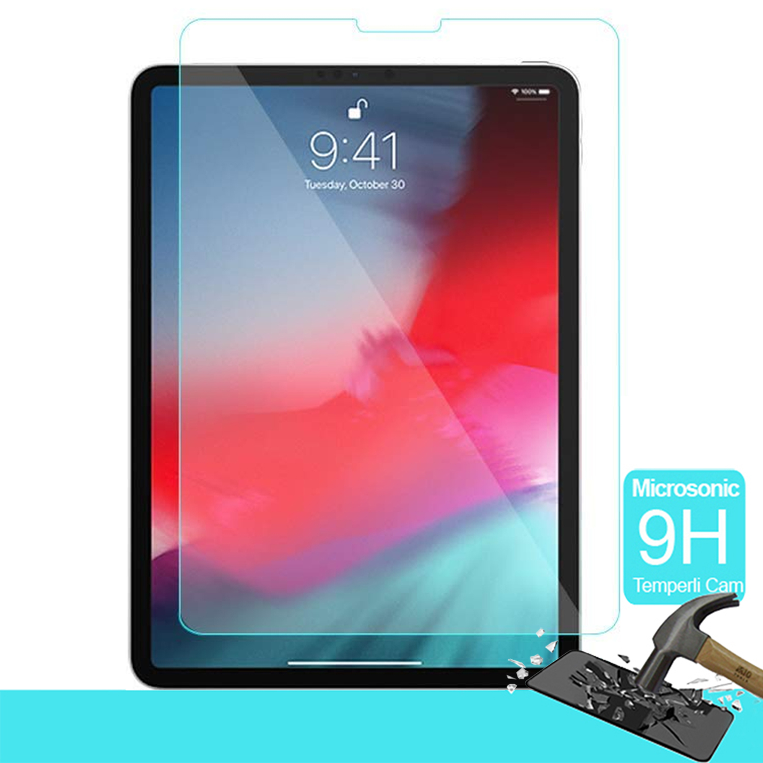 Microsonic Apple iPad Pro 12 9 2018 A1876-A2014-A1895-A1983 Temperli Cam Ekran koruyucu