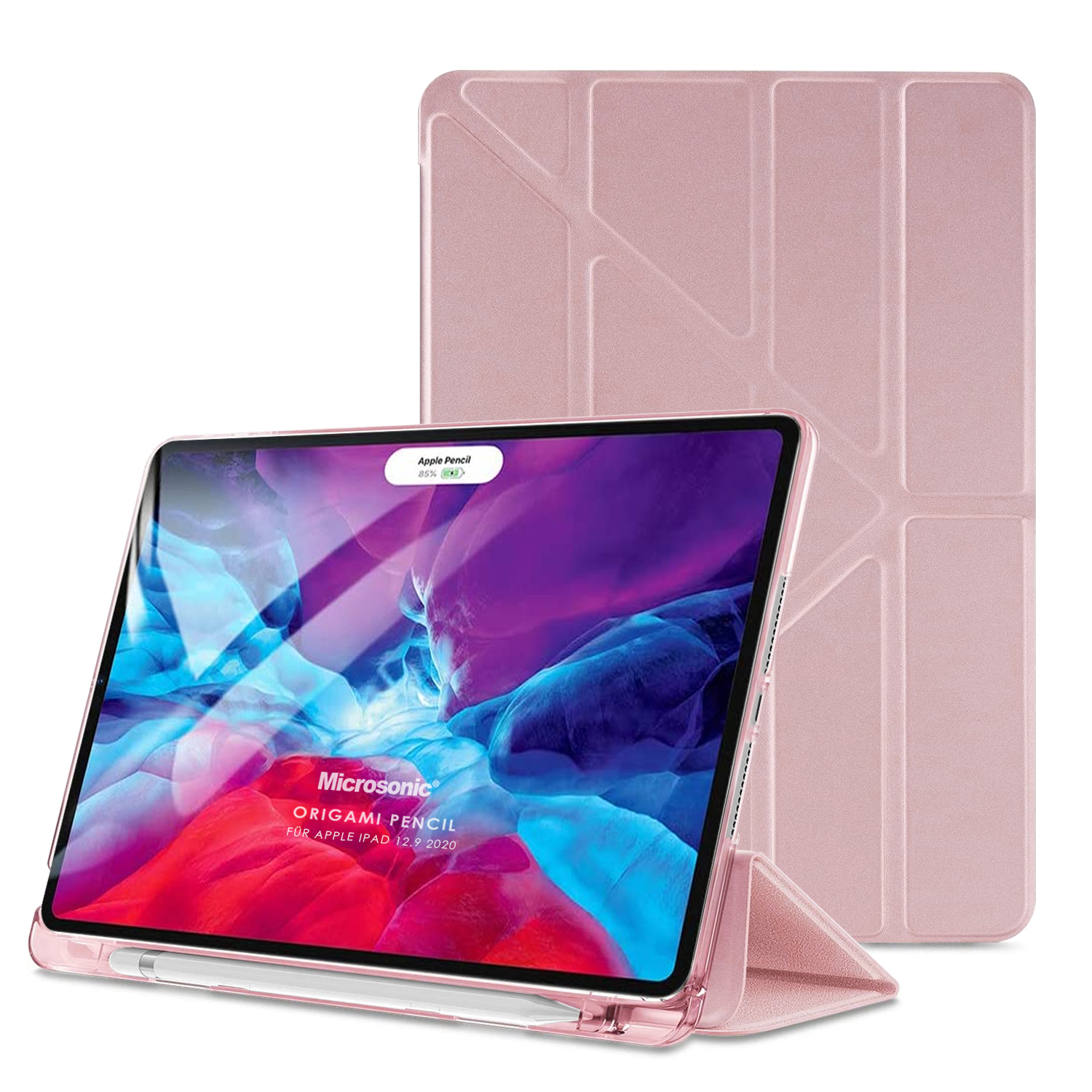 Microsonic Apple iPad Pro 12 9 2022 6 Nesil Kılıf A2436-A2764-A2437-A2766 Origami Pencil Rose Gold