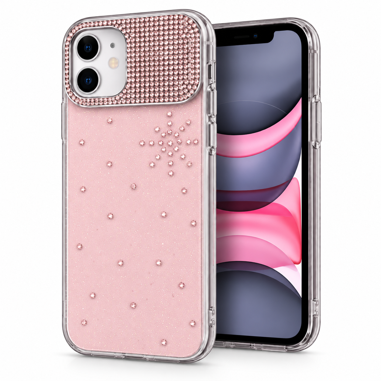 Microsonic Apple iPhone 11 Kılıf ShineGlam Luxe Rose