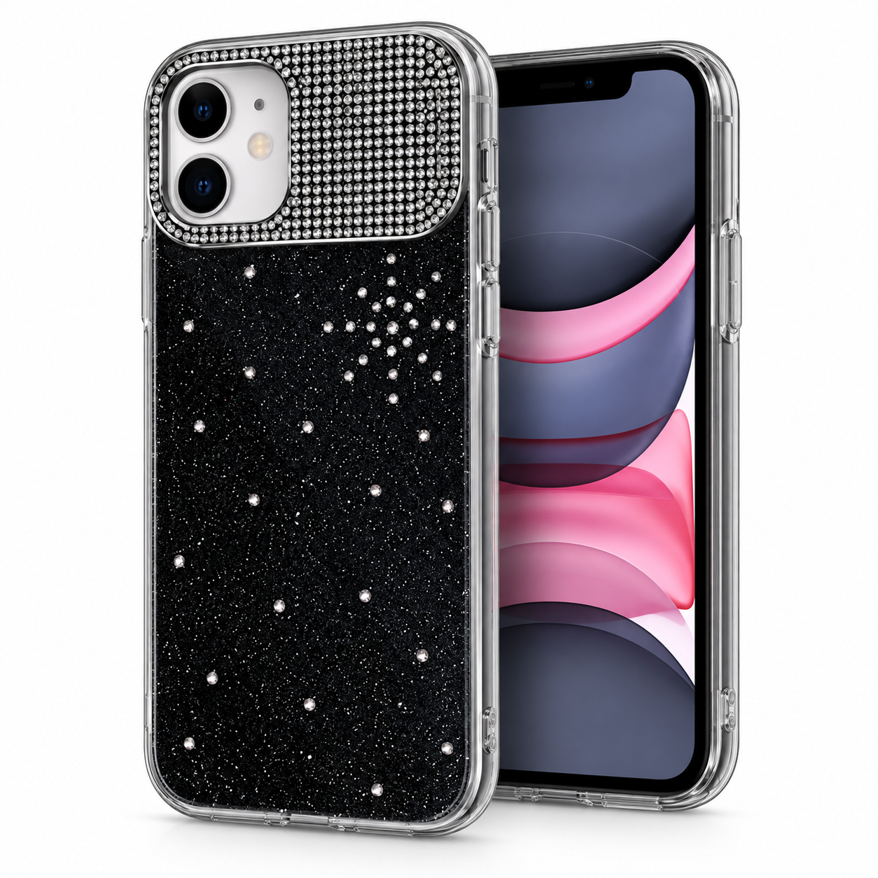 Microsonic Apple iPhone 11 Kılıf ShineGlam Luxe Siyah