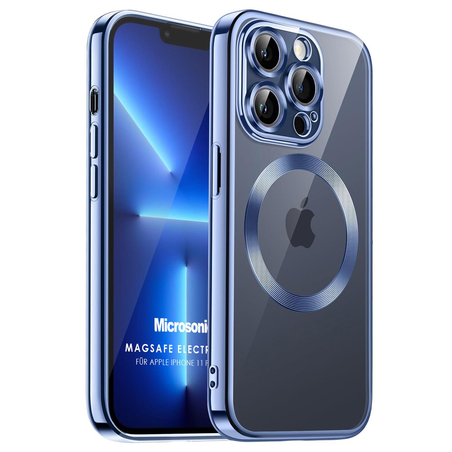 Microsonic Apple iPhone 11 Pro Kılıf MagSafe Luxury Electroplate Mavi