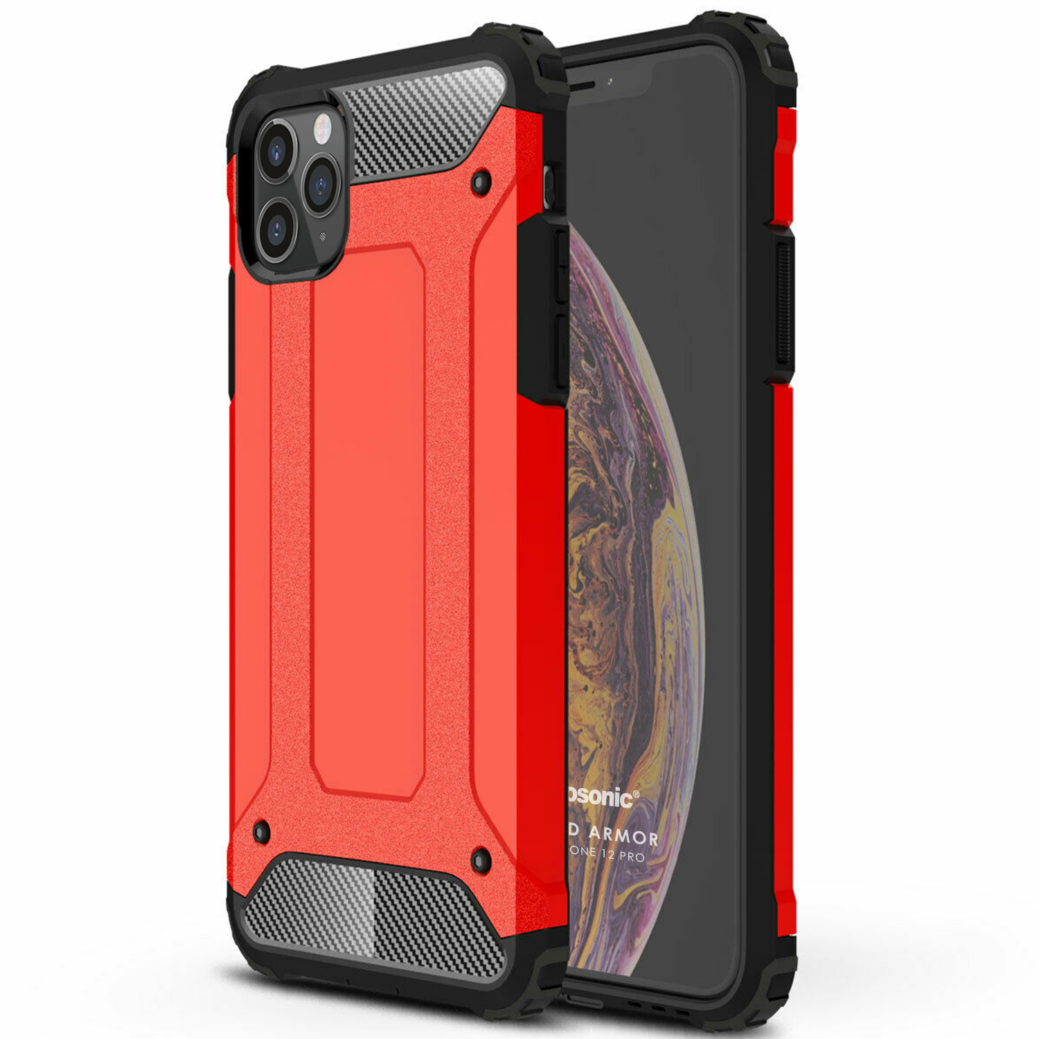 Microsonic Apple iPhone 12 Pro Kılıf Rugged Armor Kırmızı