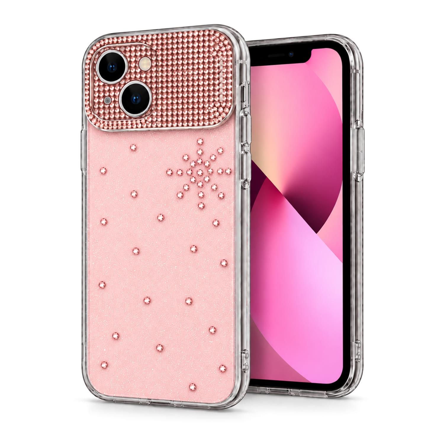 Microsonic Apple iPhone 14 Kılıf ShineGlam Luxe Rose