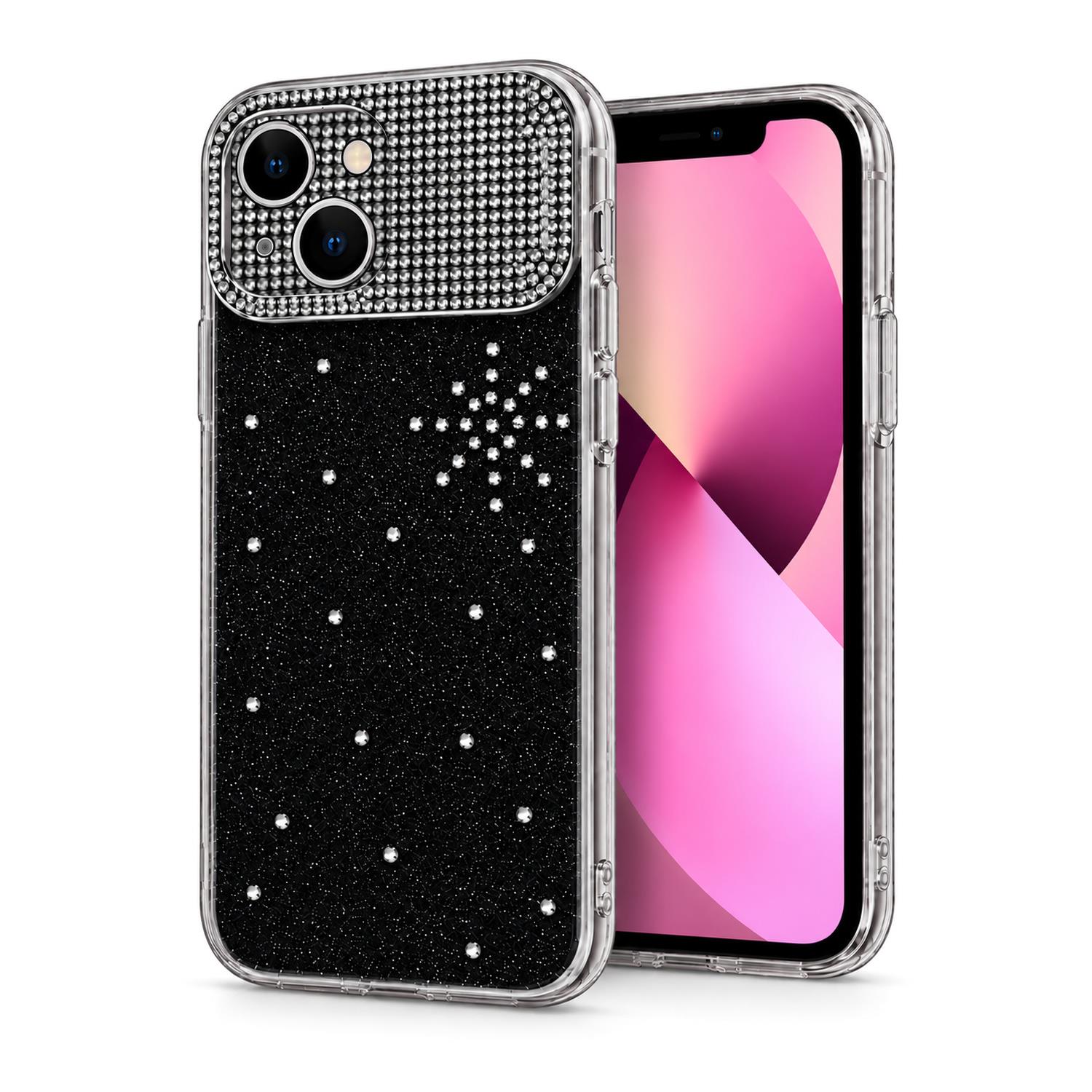 Microsonic Apple iPhone 14 Kılıf ShineGlam Luxe Siyah