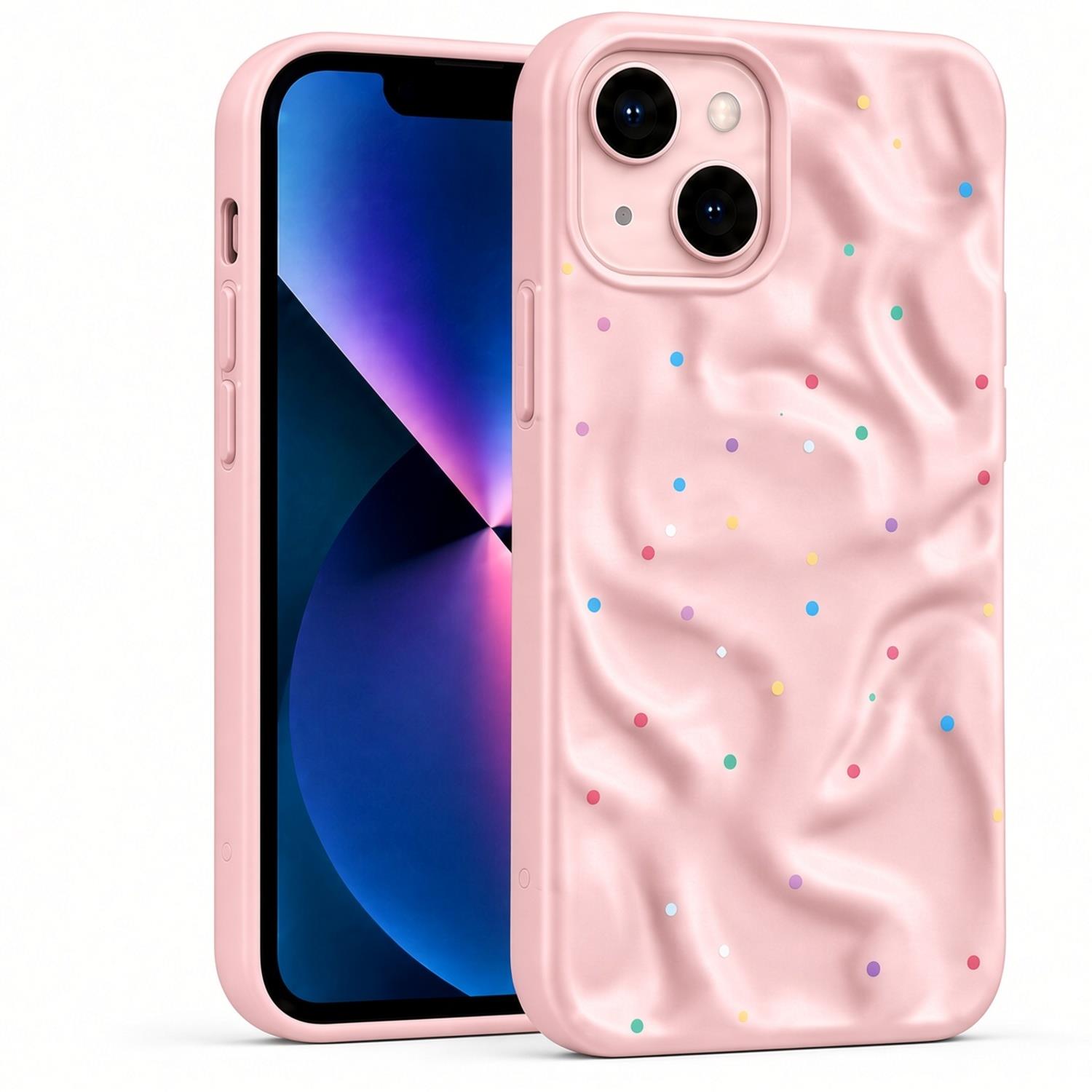 Microsonic Apple iPhone 15 Plus Kılıf Rippledots Pembe