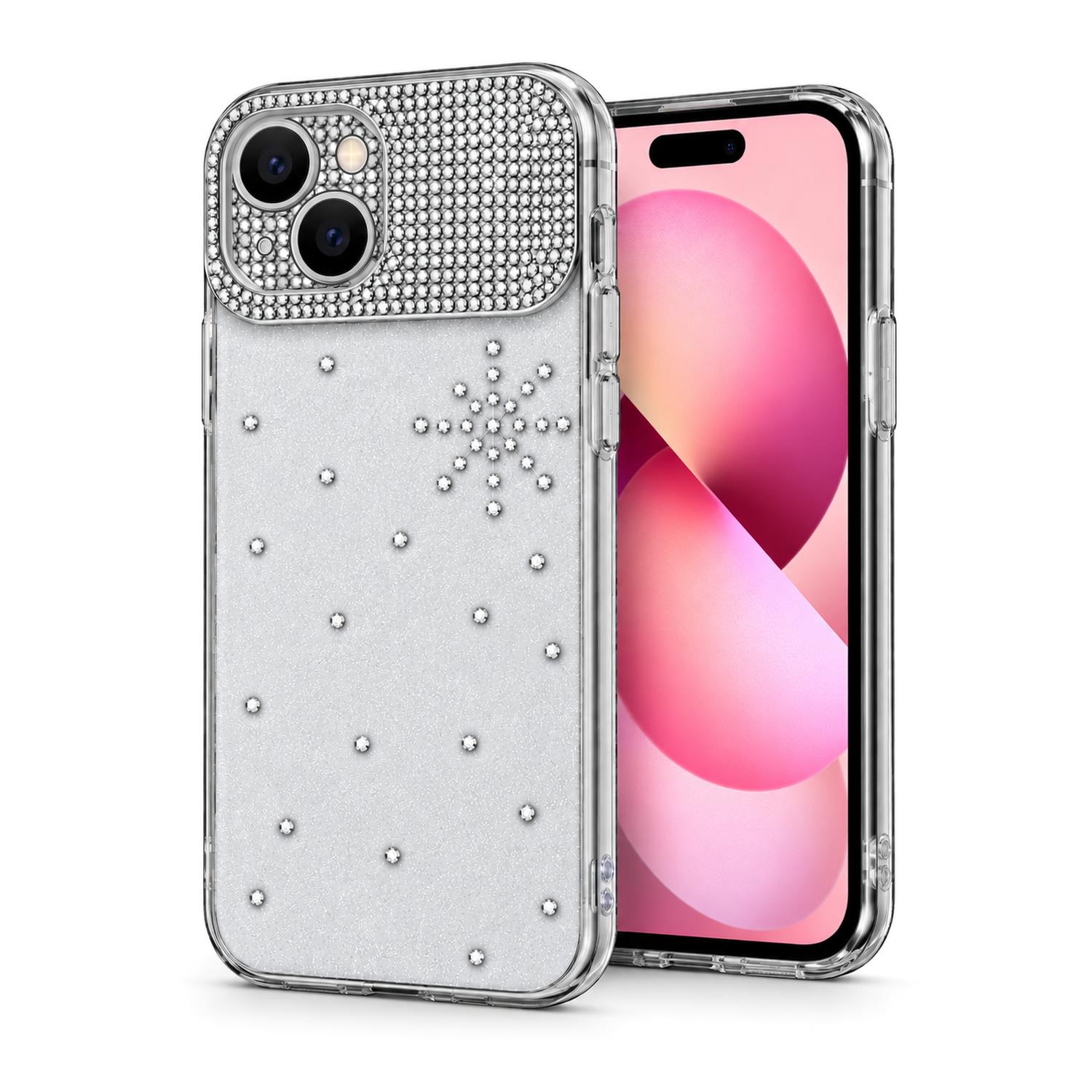 Microsonic Apple iPhone 15 Kılıf ShineGlam Luxe Gri