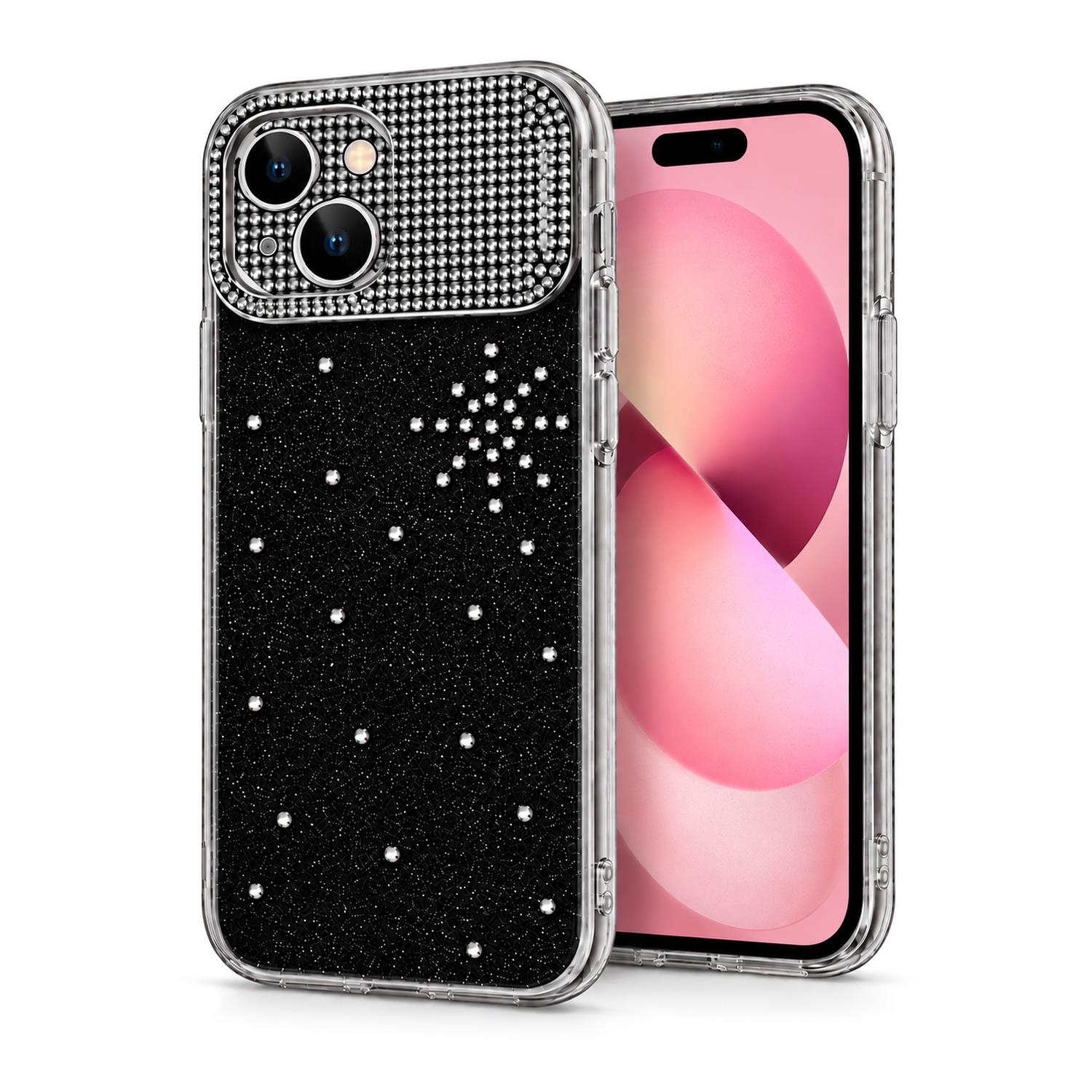 Microsonic Apple iPhone 15 Kılıf ShineGlam Luxe Siyah