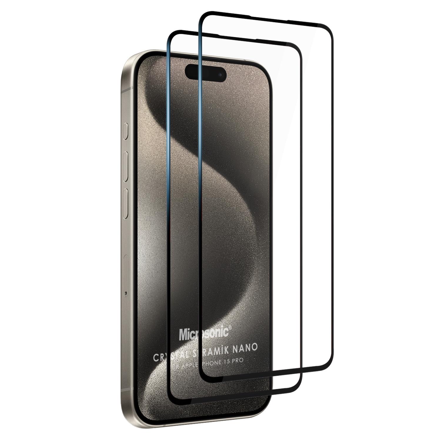 Microsonic Apple iPhone 15 Pro Crystal Seramik Nano Ekran Koruyucu Siyah 2 Adet