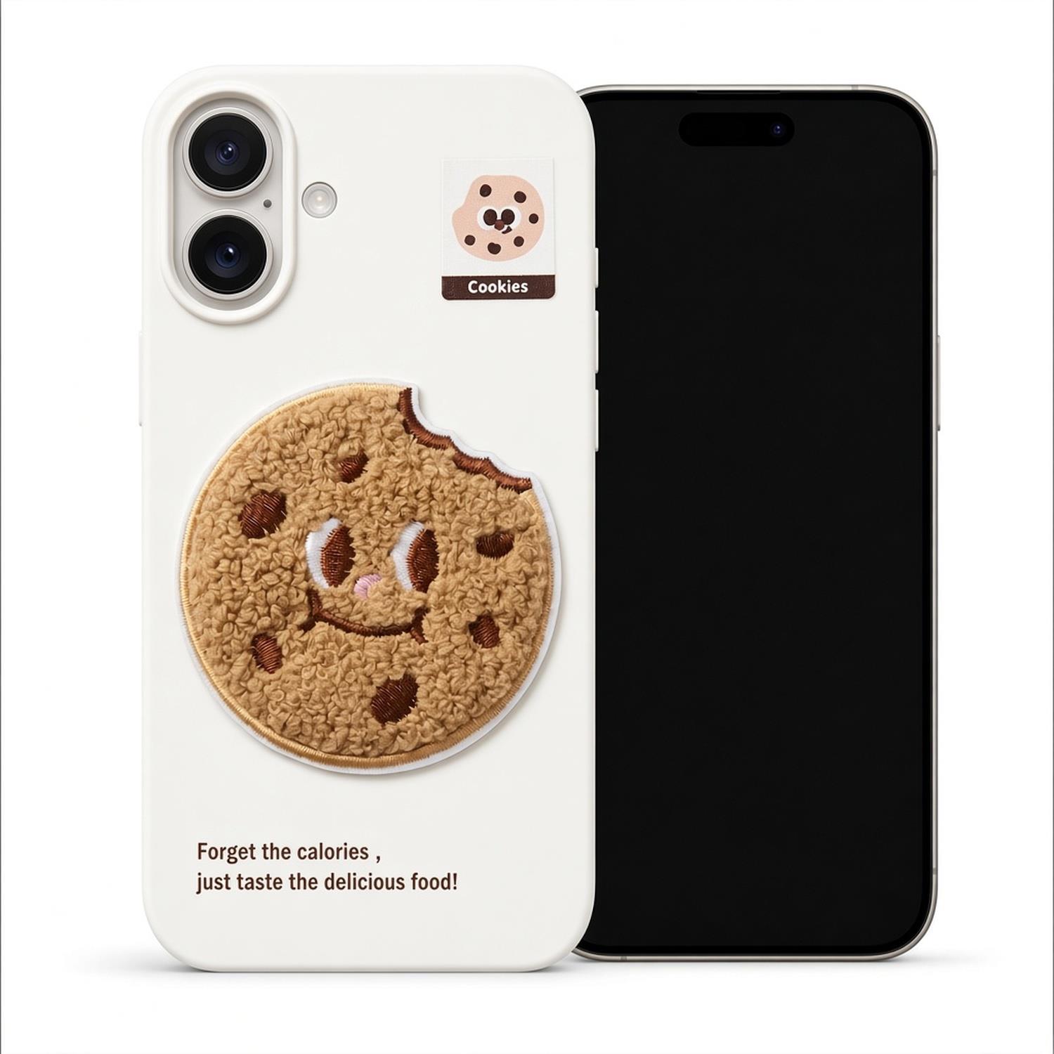 Microsonic Apple iPhone 17 Kılıf Stitched Puppy Plush Beyaz Kurabiye