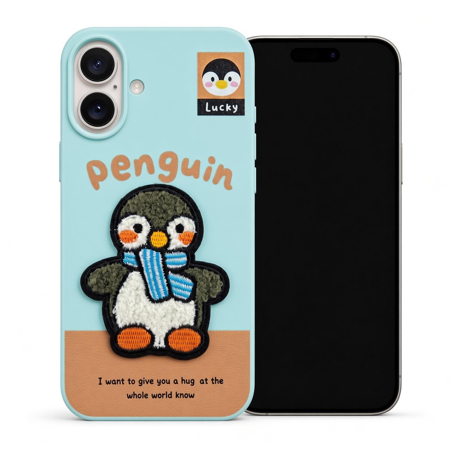 Microsonic Apple iPhone 17 Kılıf Stitched Puppy Plush Lucky Penguin
