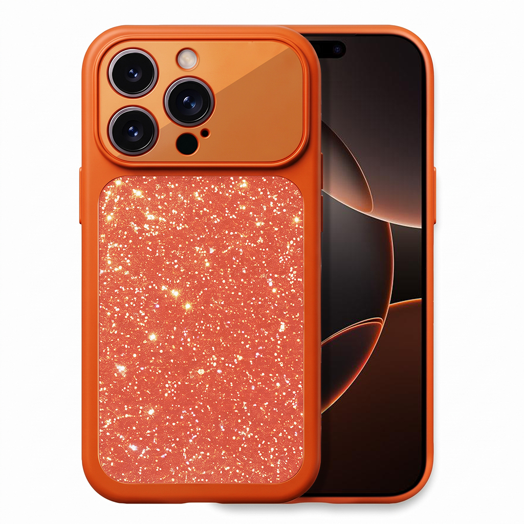 Microsonic Apple iPhone 15 Pro Max Kılıf Ruby Sparkle Turuncu