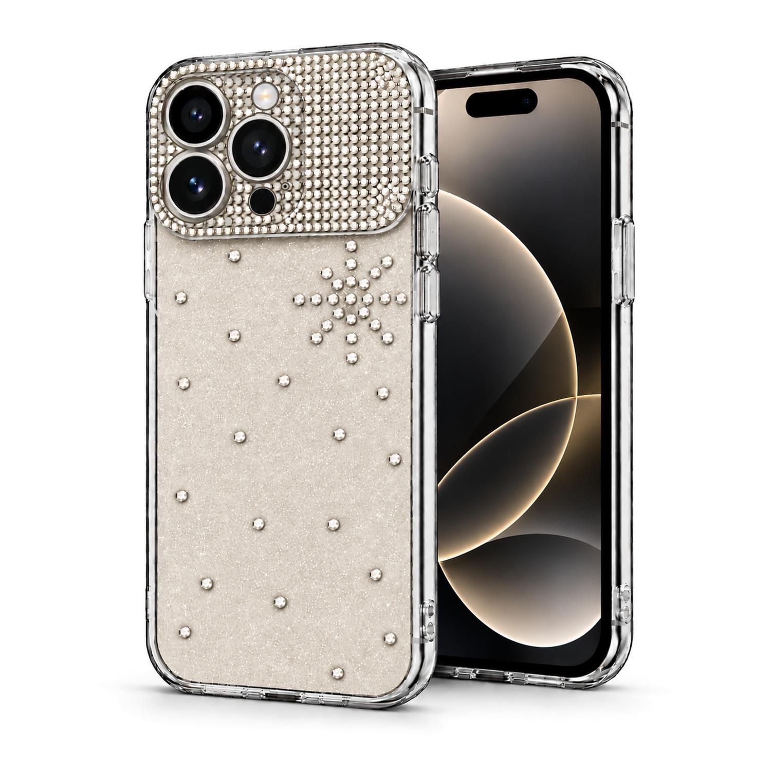 Microsonic Apple iPhone 16 Pro Max Kılıf ShineGlam Luxe Gri