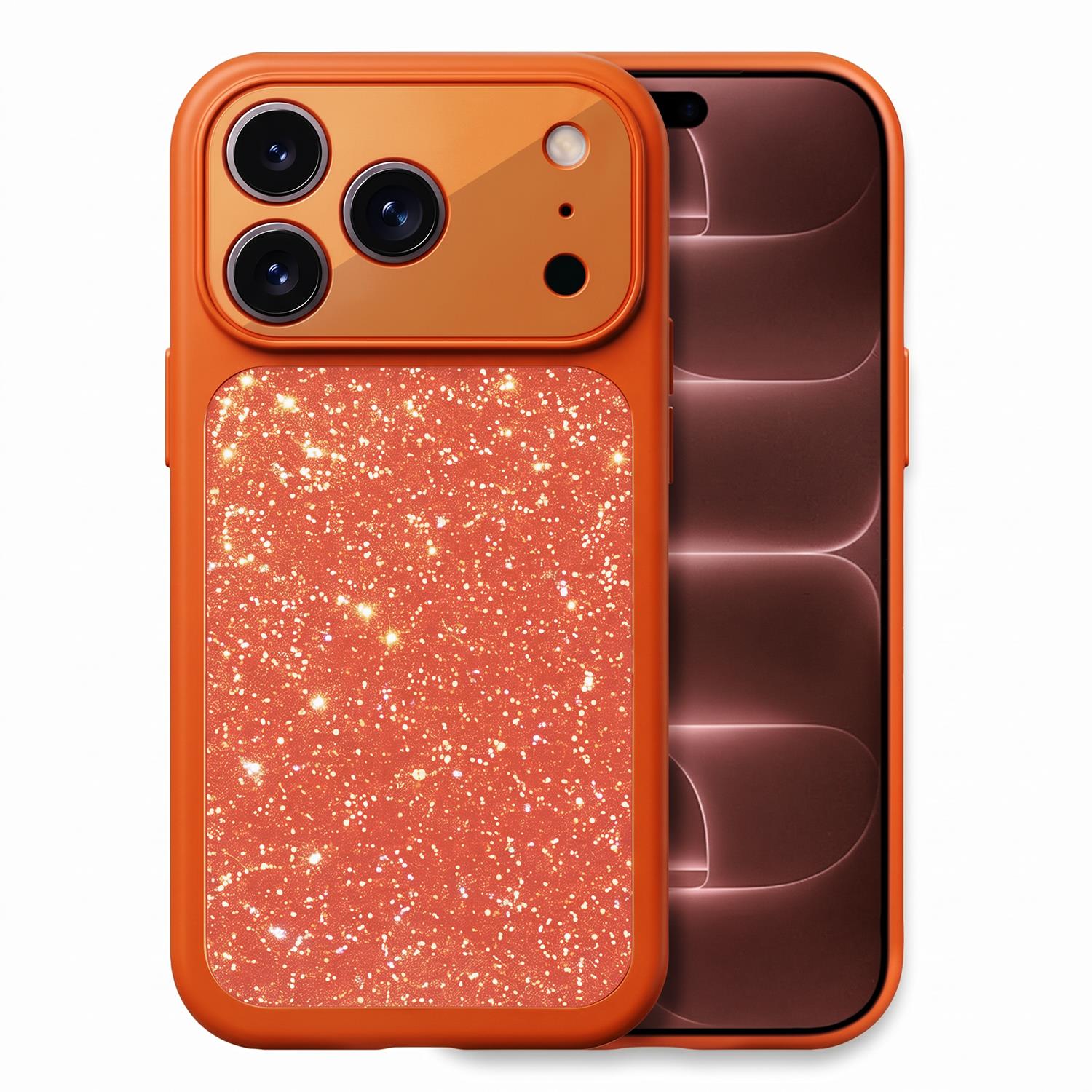 Microsonic Apple iPhone 18 Pro Max Kılıf Ruby Sparkle Turuncu