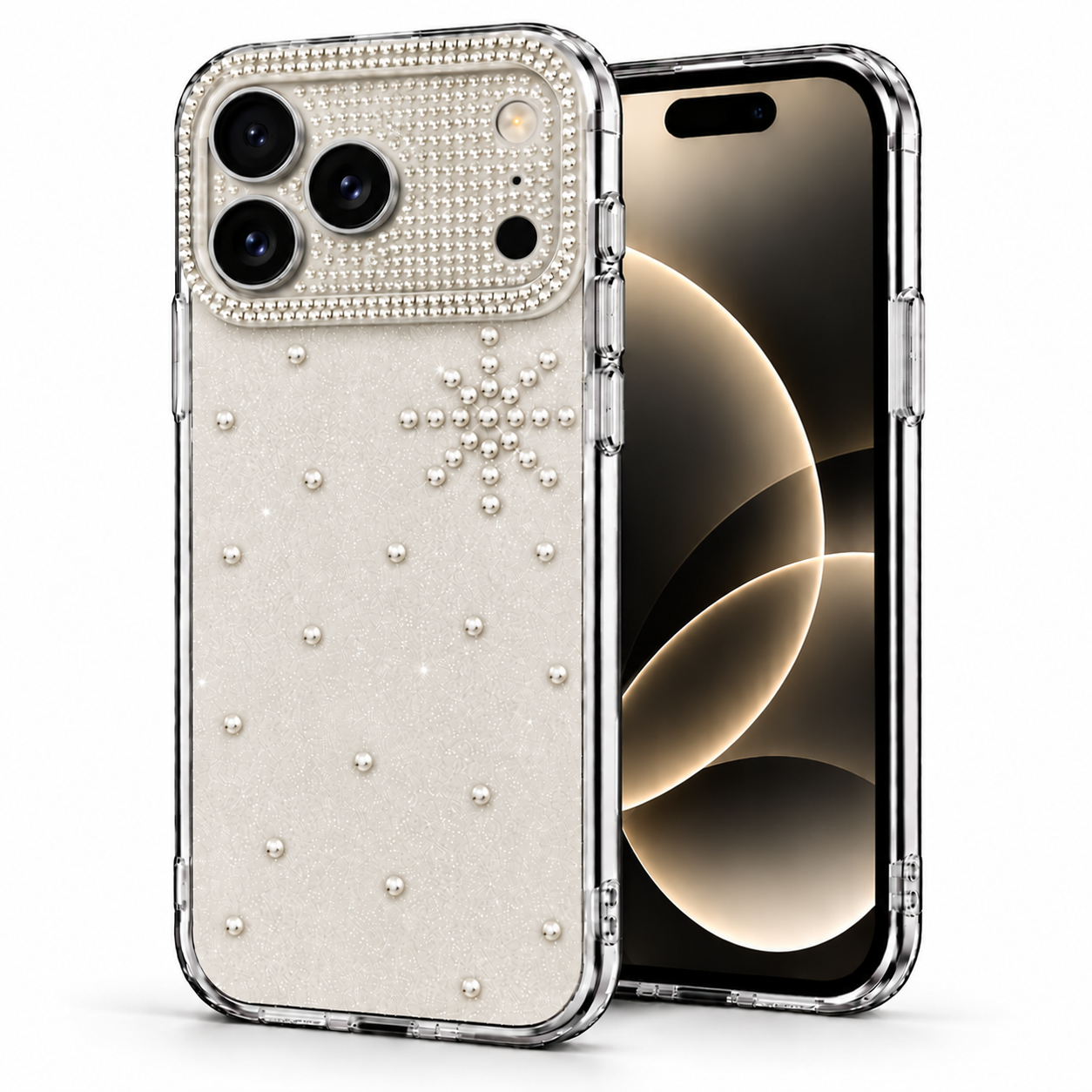 Microsonic Apple iPhone 18 Pro Kılıf ShineGlam Luxe Gri