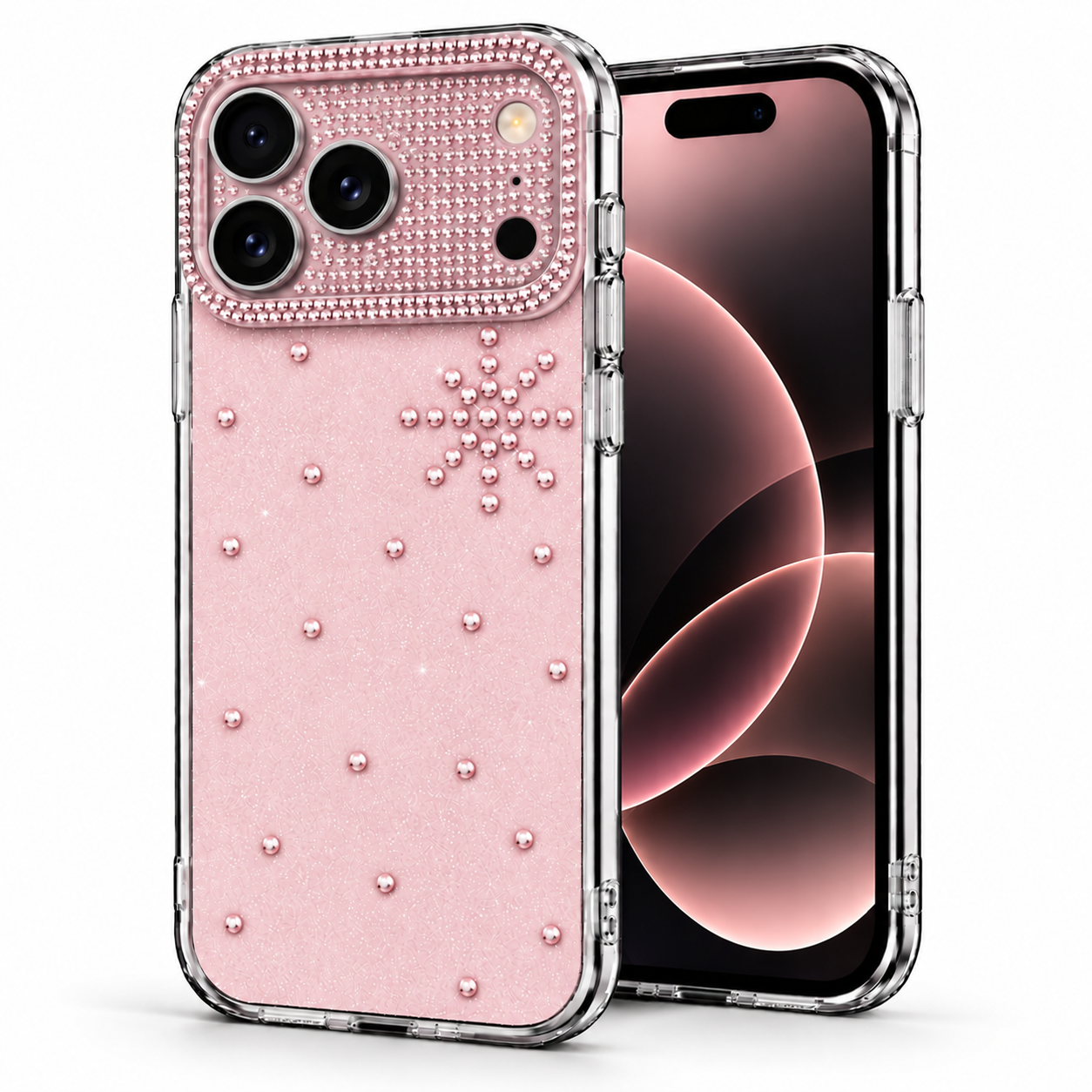 Microsonic Apple iPhone 18 Pro Kılıf ShineGlam Luxe Rose