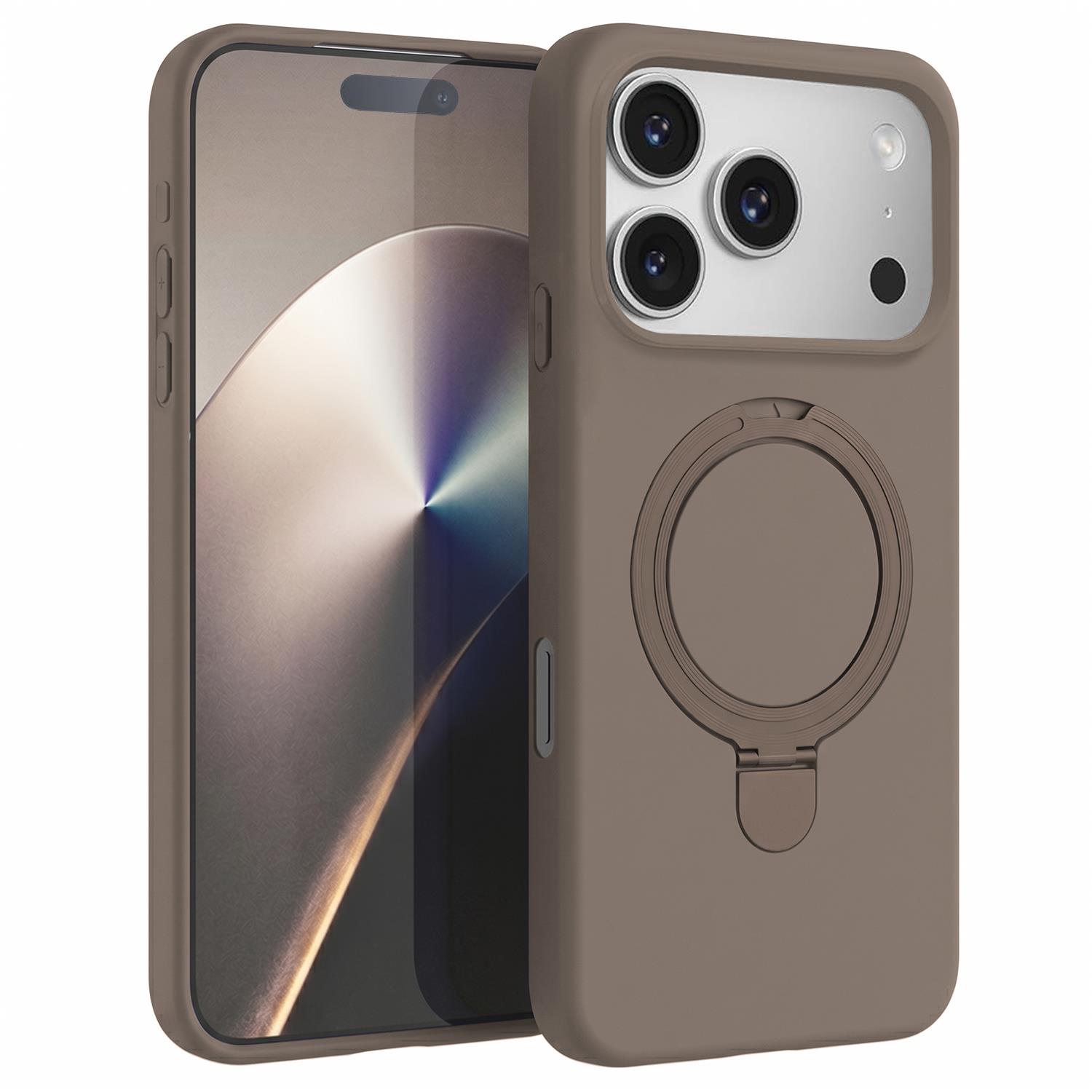 Microsonic Apple iPhone 17 Pro Kılıf Aura Stant MagSafe Kahverengi
